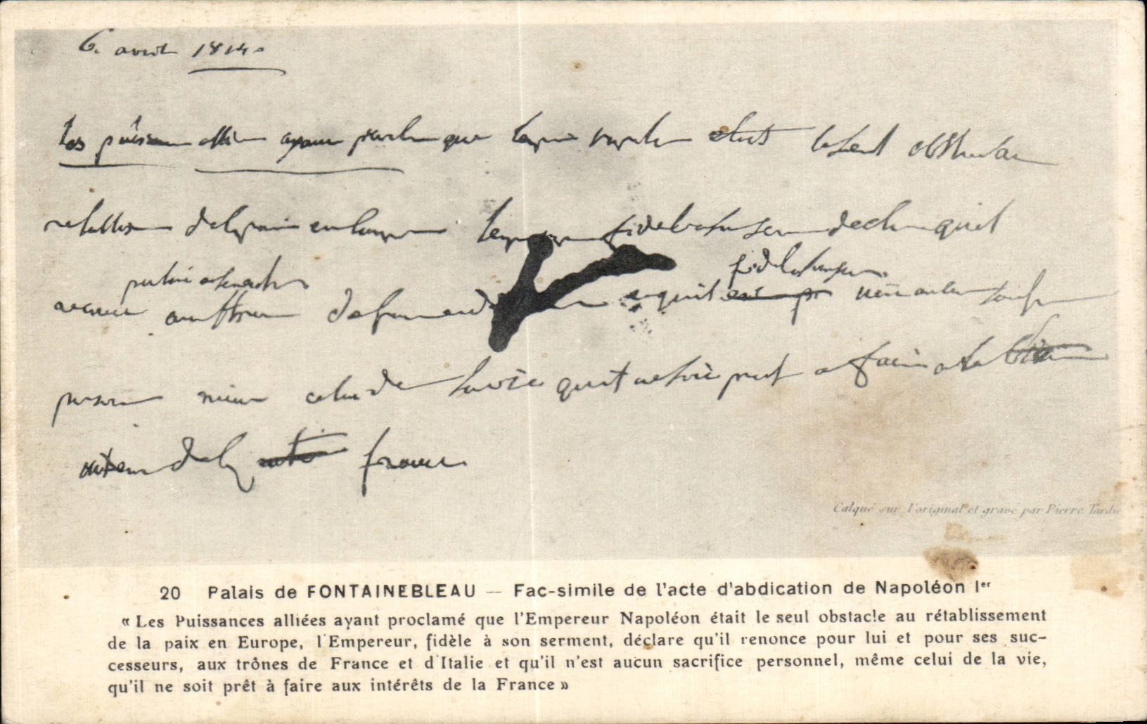 CPA Palais de Fontainebleau Fac simile de l acte d abdication de Napolein 1er