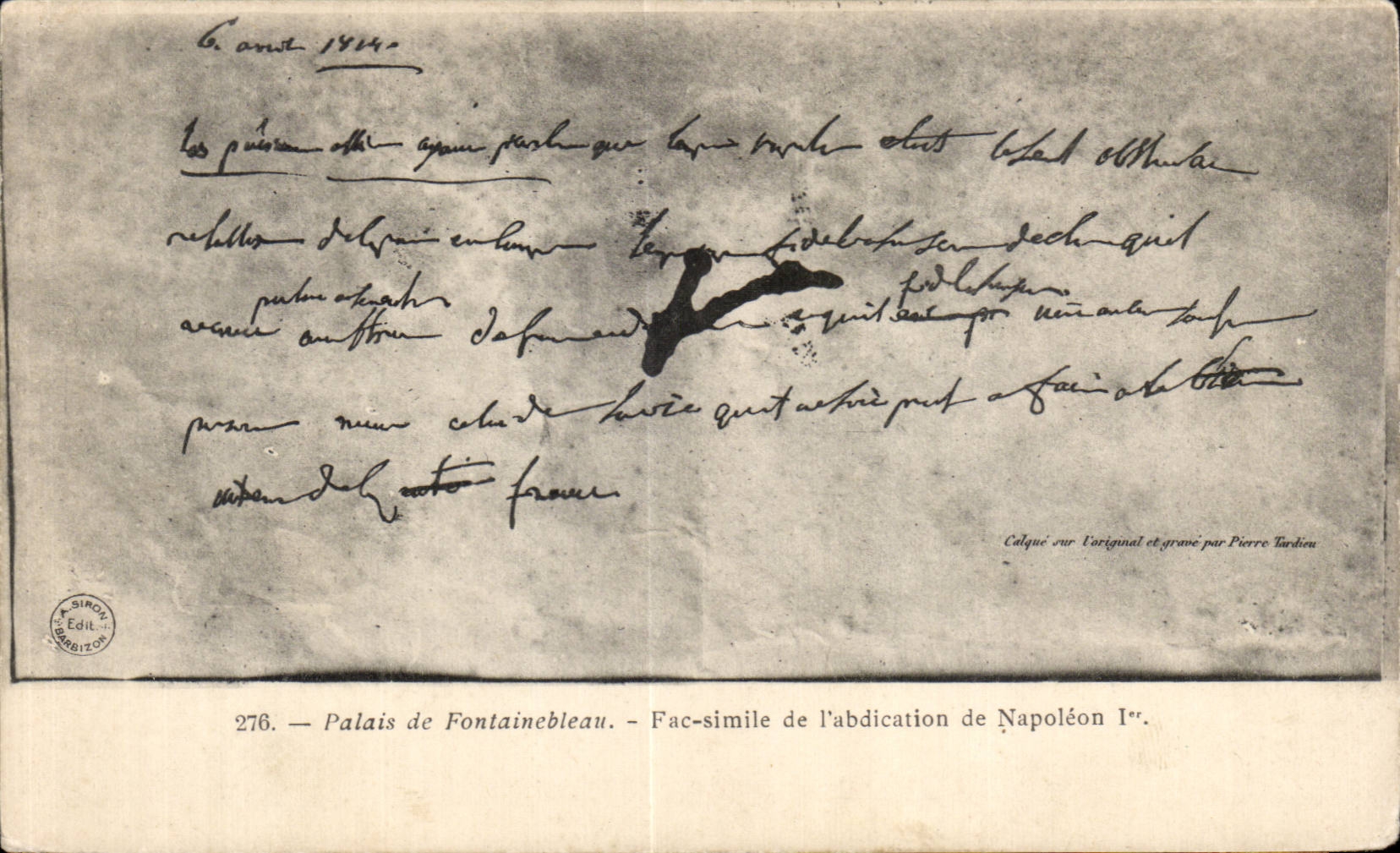 CPA Palais de Fontainebleau Fac simile de l abdication de Napoleon 1er