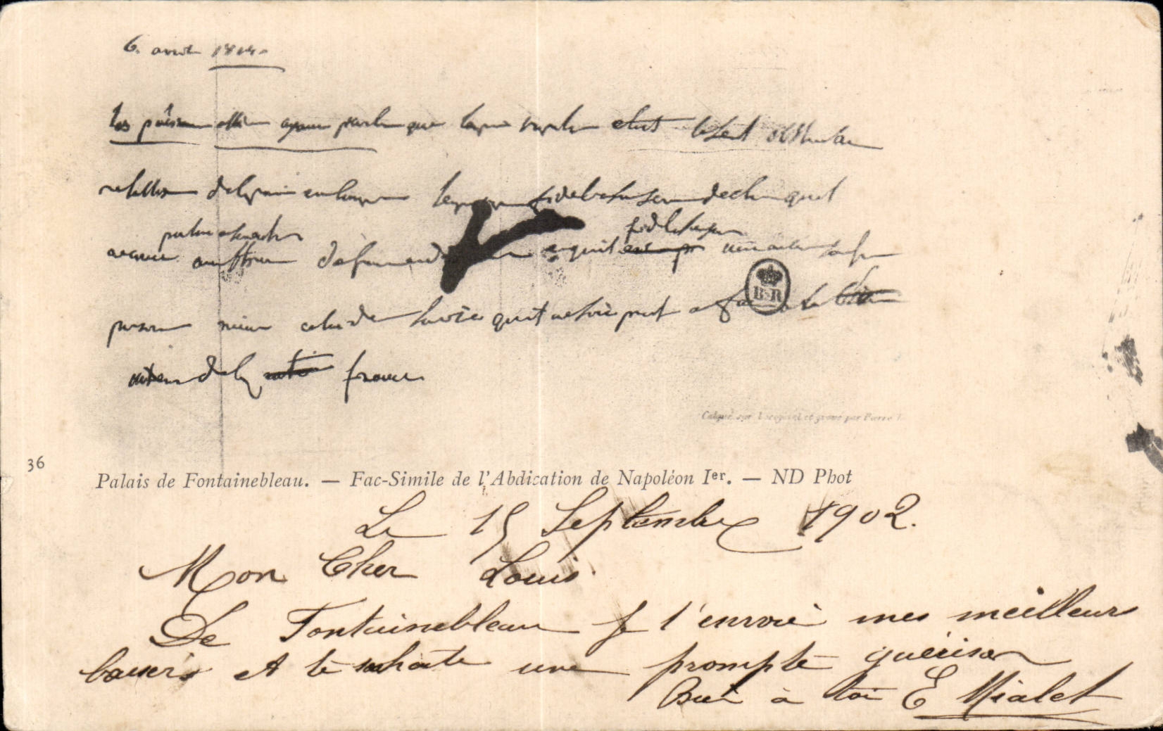 CPA Palais de Fontainebleau Fac simile de l abdication de Napoleon 1er