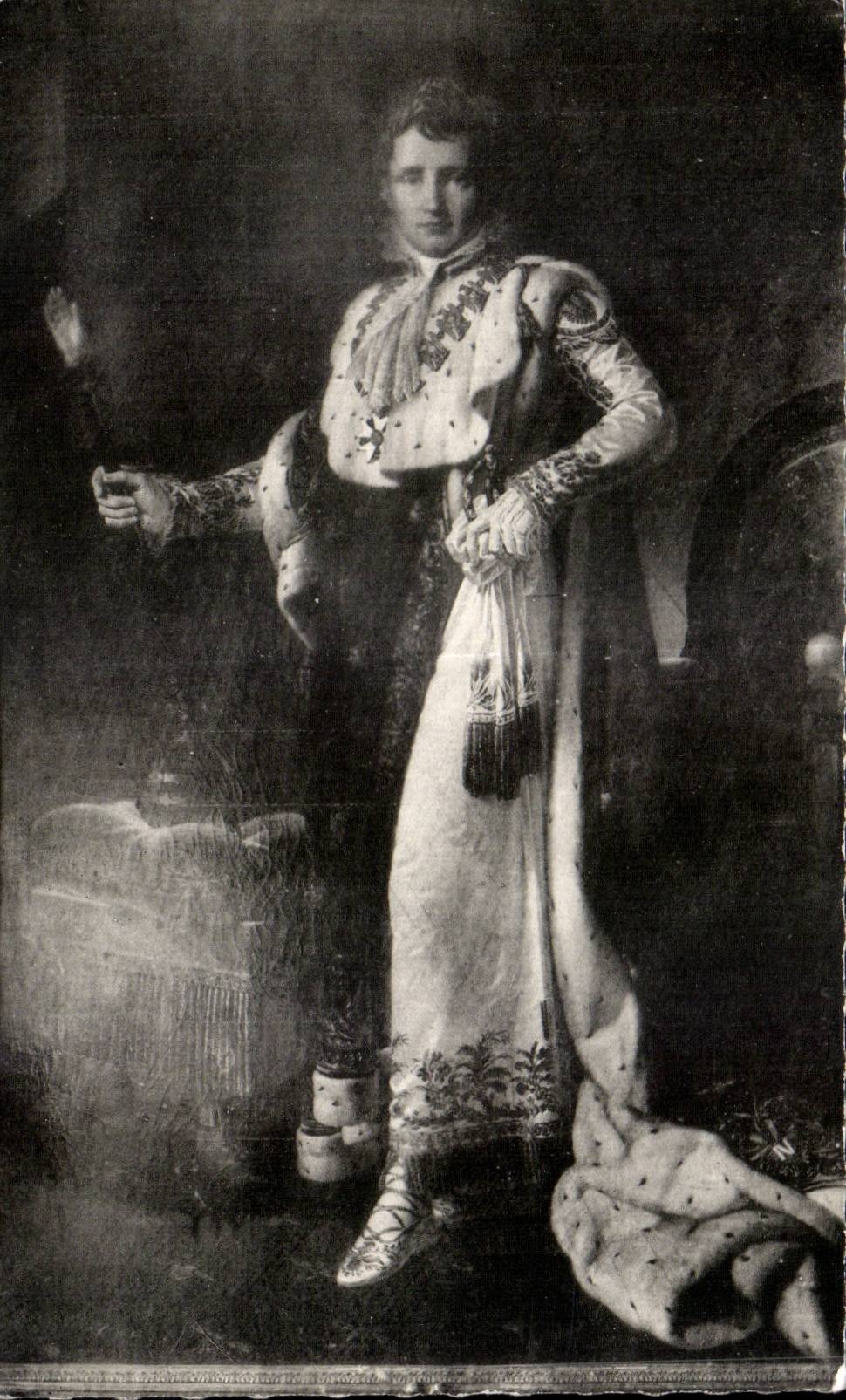 CPA Palais de Fontainebleau Napoleon 1er en costume de sacre (tableau de David)