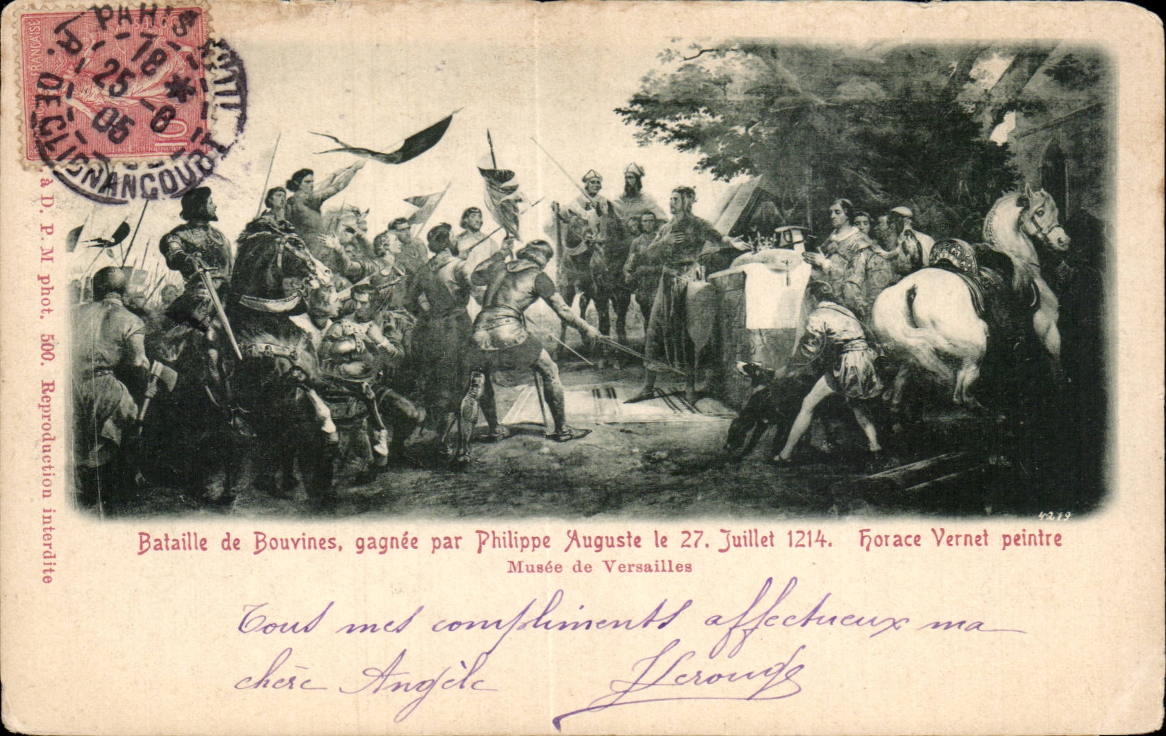 CPA Bataille de bouvines gagnee par Philippe Auguste 27 juillet 1214 Musee de Versailles