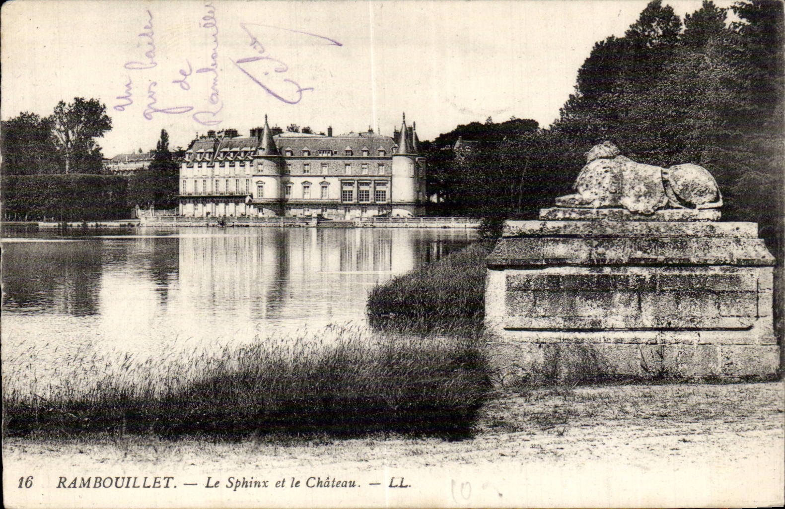 CPA Rambouillet the sphinx and the castle