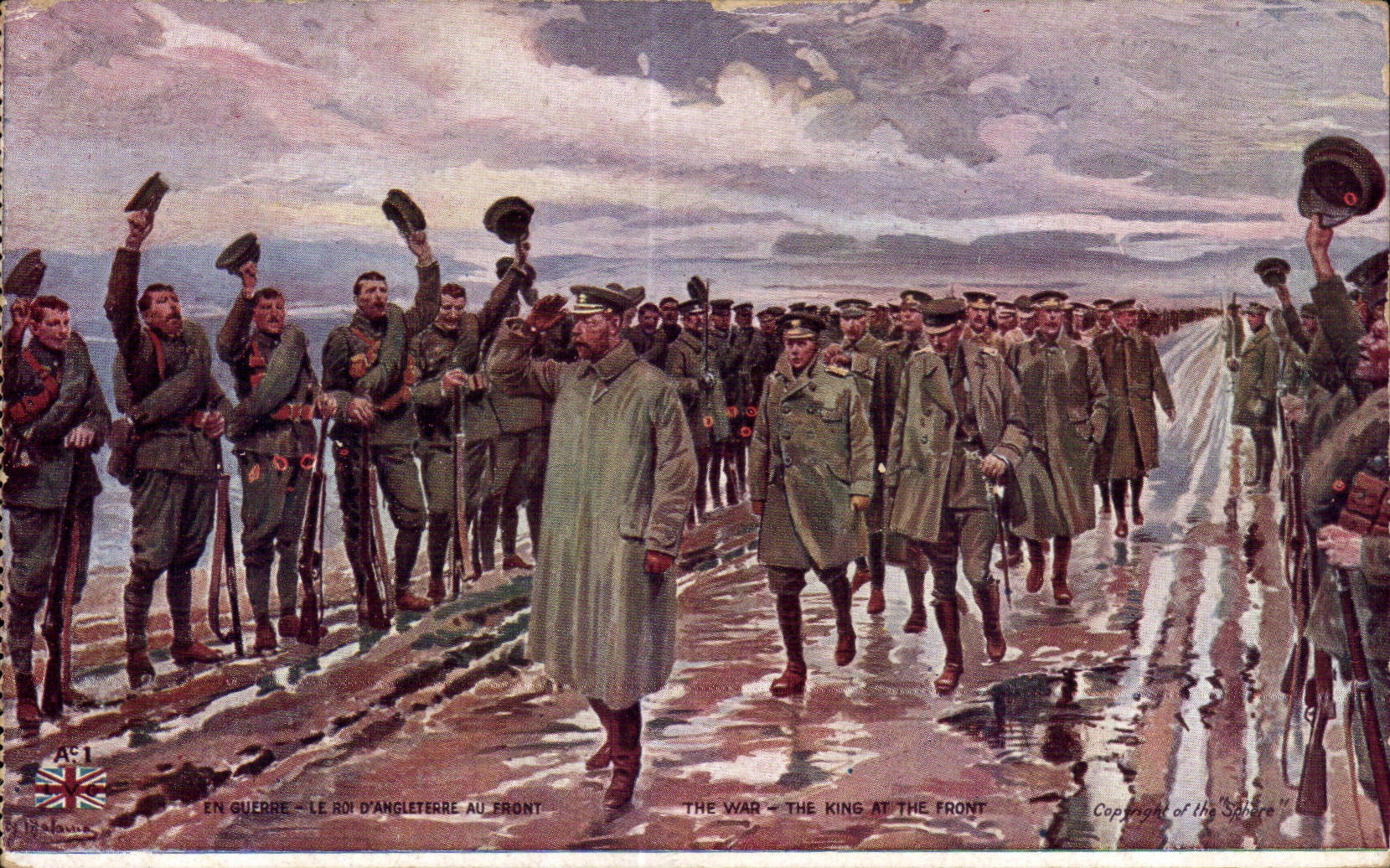 CPA Militaria the king angeleterre with the face