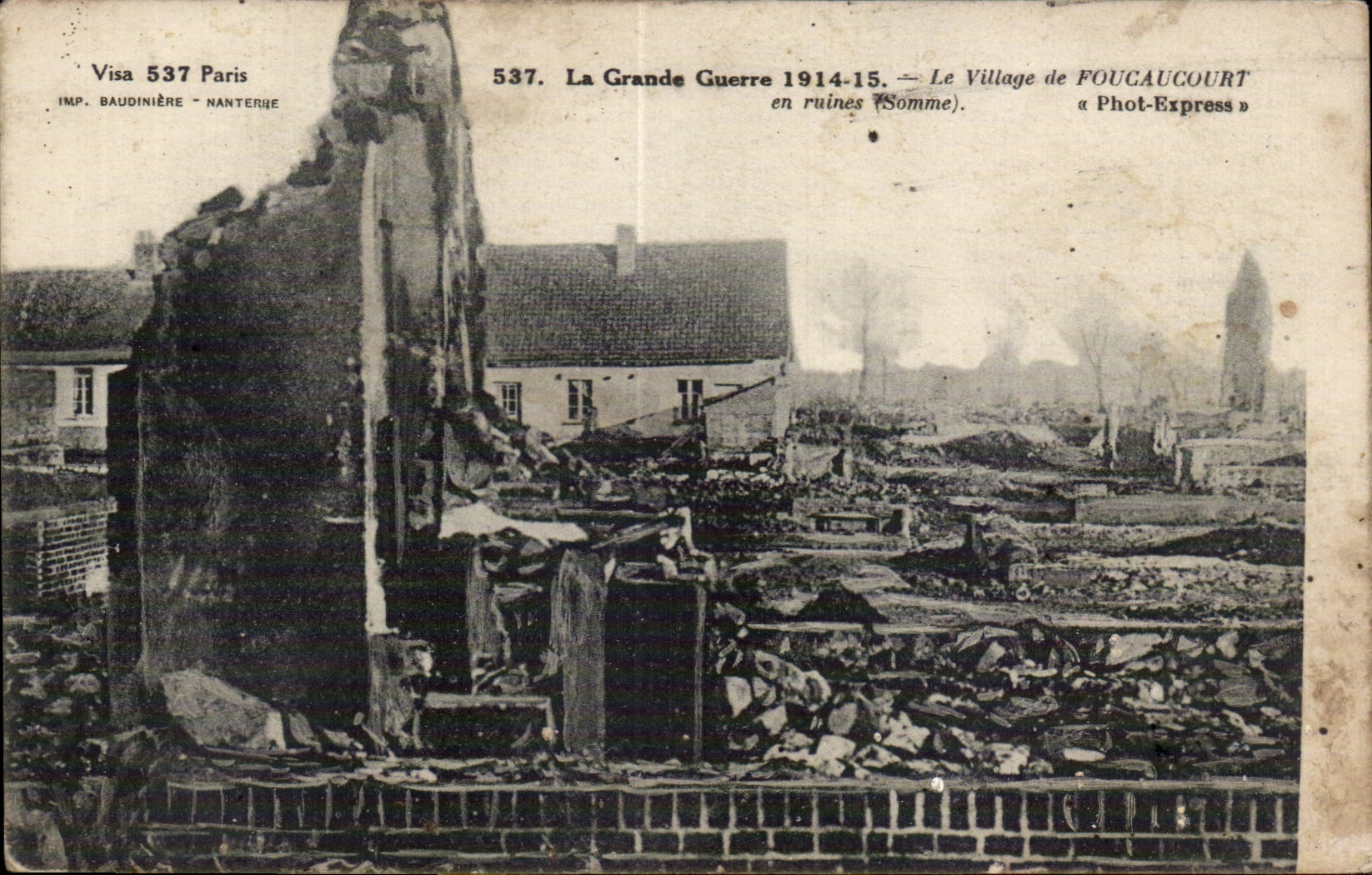 CPA Militaria the village of Foucaucourt in ruins