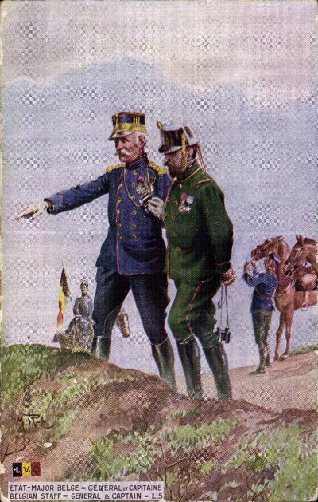 CPA Militaria State General Belgian major and captain