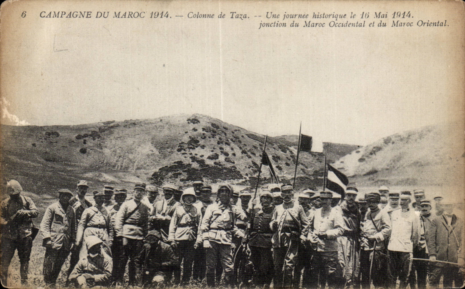CPA Militaria Countryside of Morocco 1914 Column of Taza One historic day on May 16th 1914 junction of Morocco