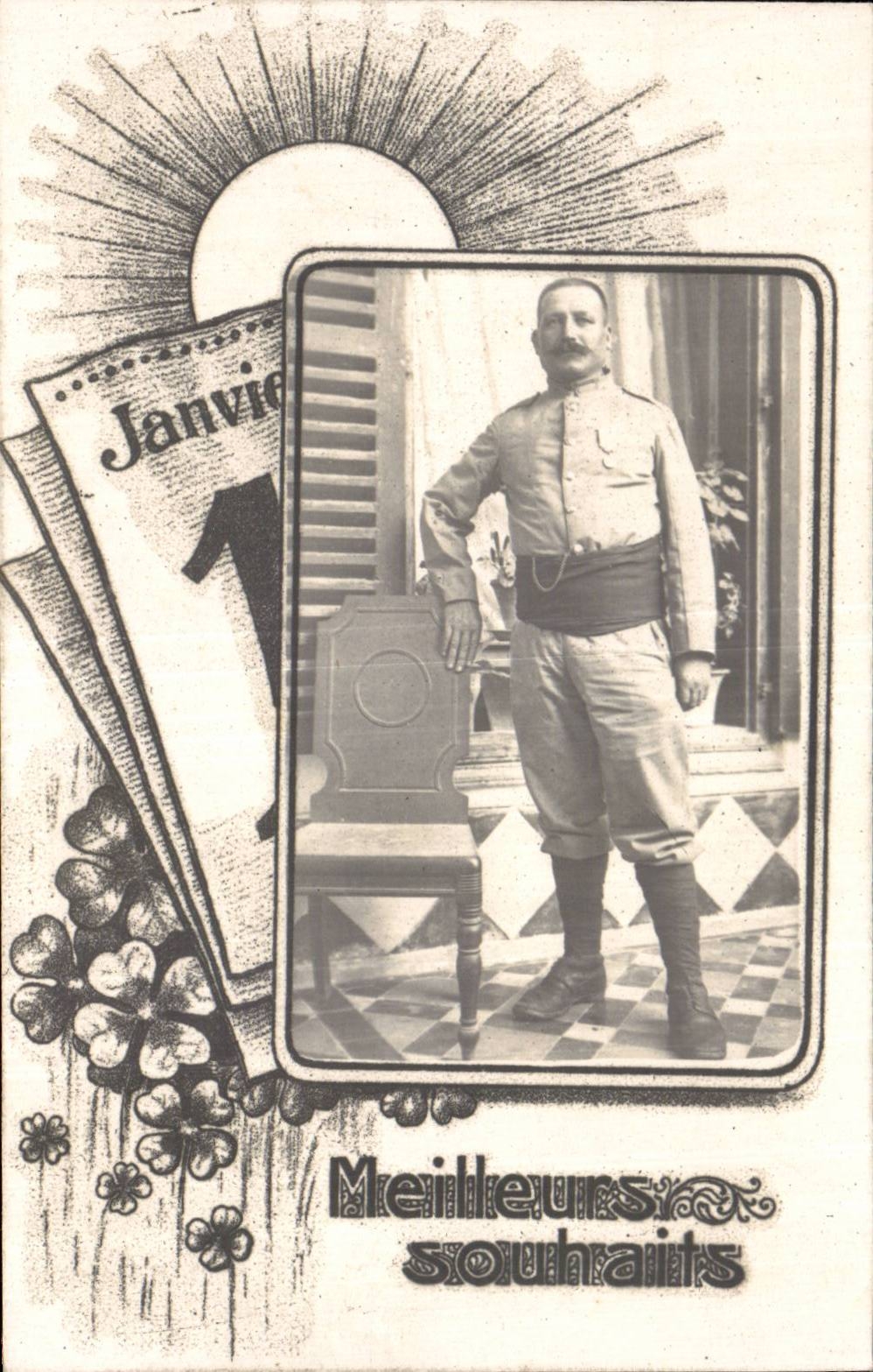 CPA Militaria Soldat poilu Janvier