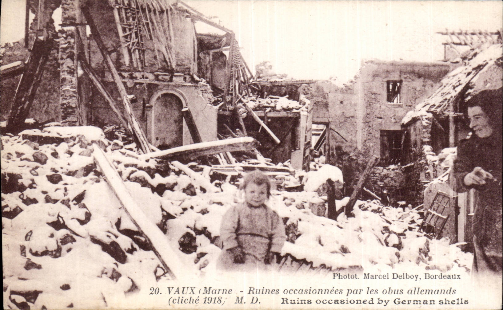 CPA Militaria Be worth Ruins occasionnees by the German shells