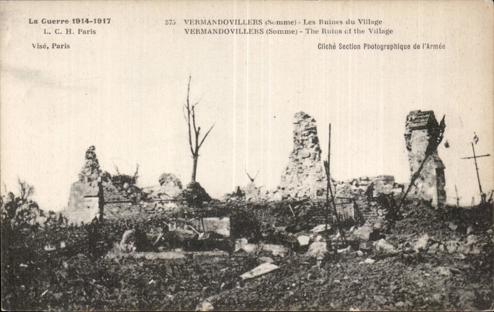 CPA Militaria Vermandovilliers ruins of the village