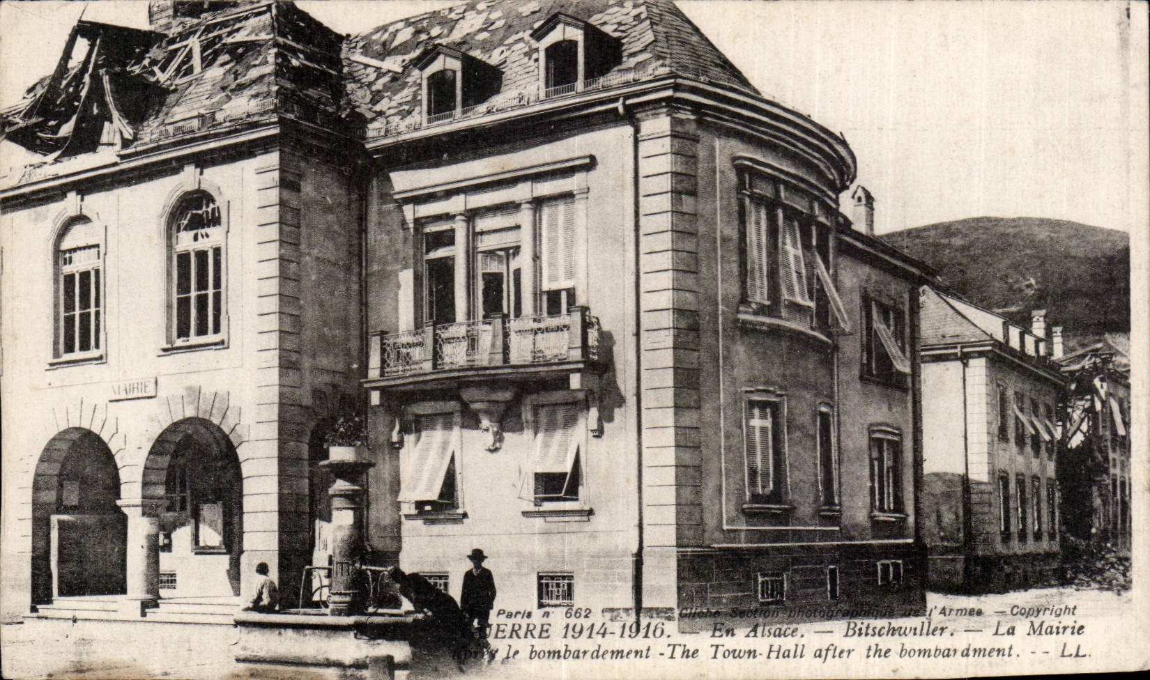 CPA Militaria Bitschwiller the town hall after the bombardment