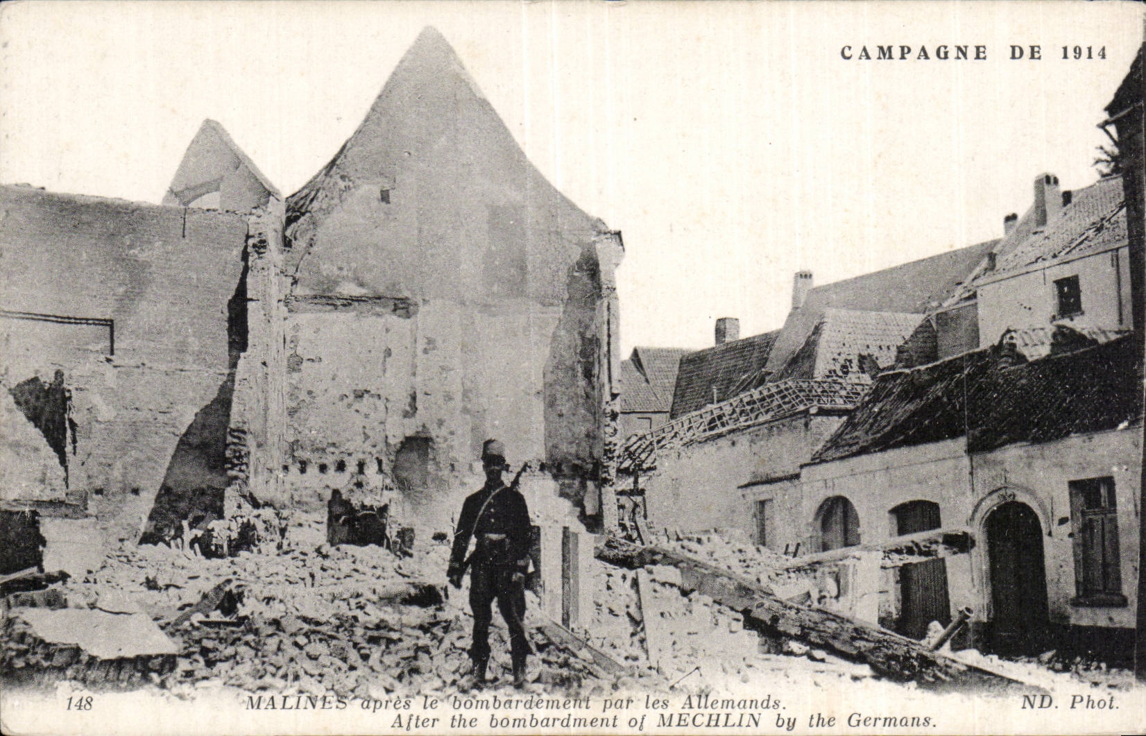 Malignant CPA Militaria after the bombardment by German