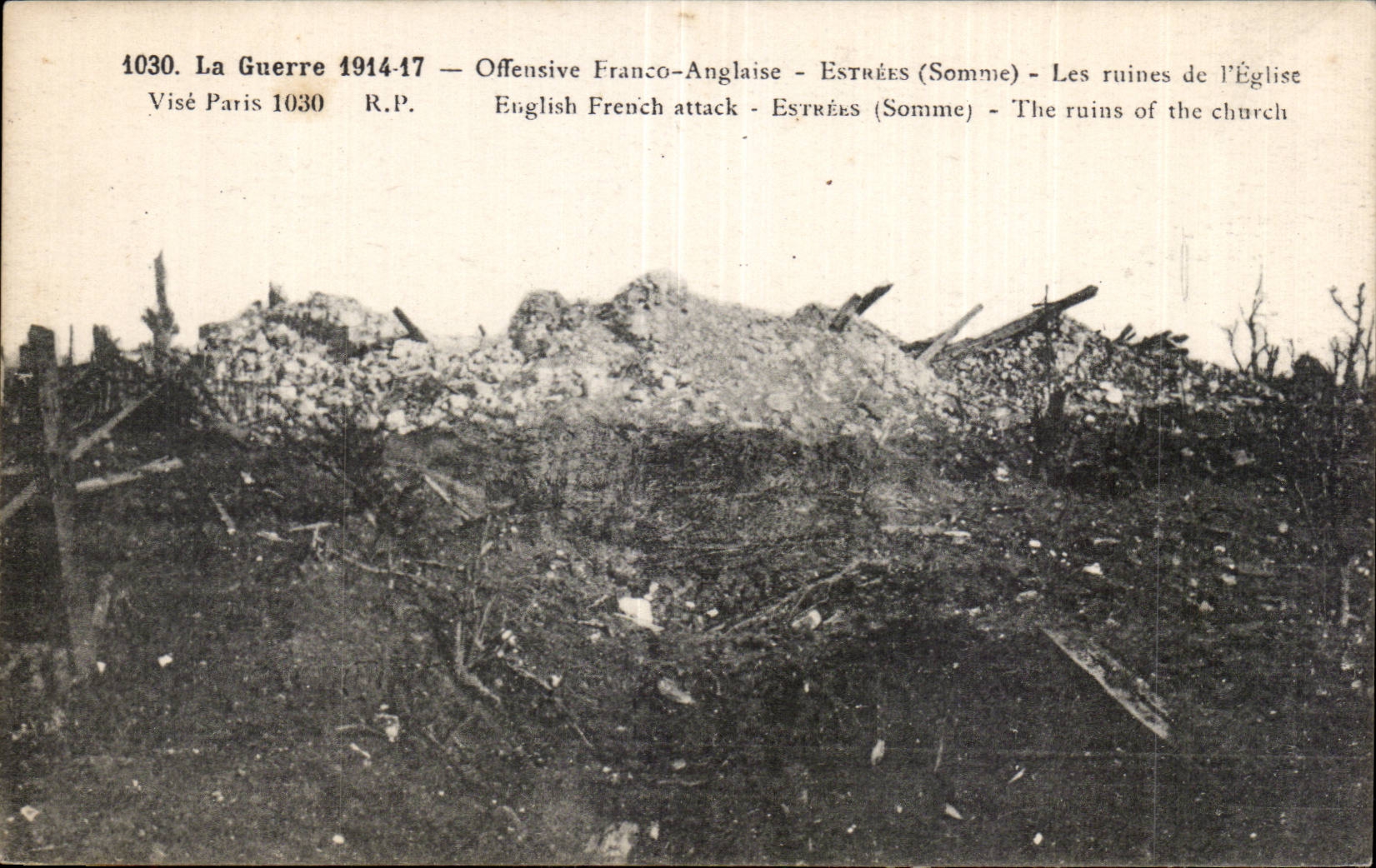 Free English CPA Militaria Estree Offensive ruins of church