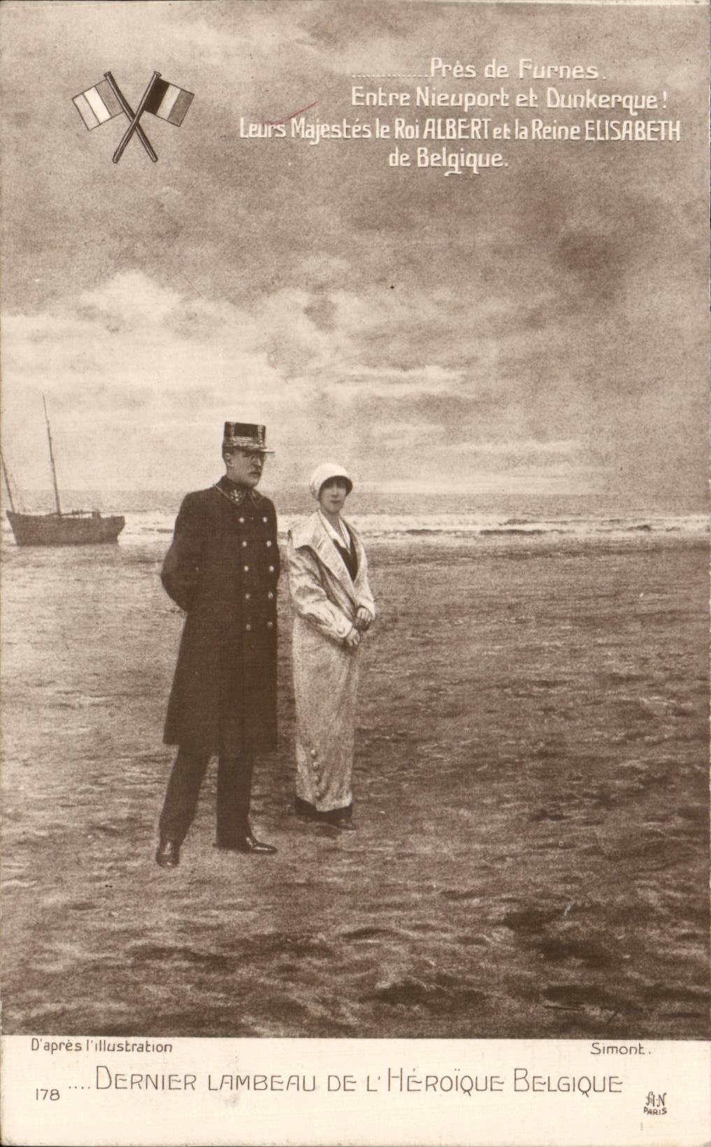 CPA Militaria Dernier lambeau de l heroique Belgique Roi Albert