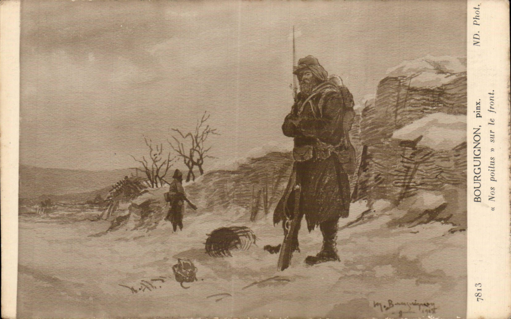 CPA Militaria Bourguignon Nos poilus sur le front