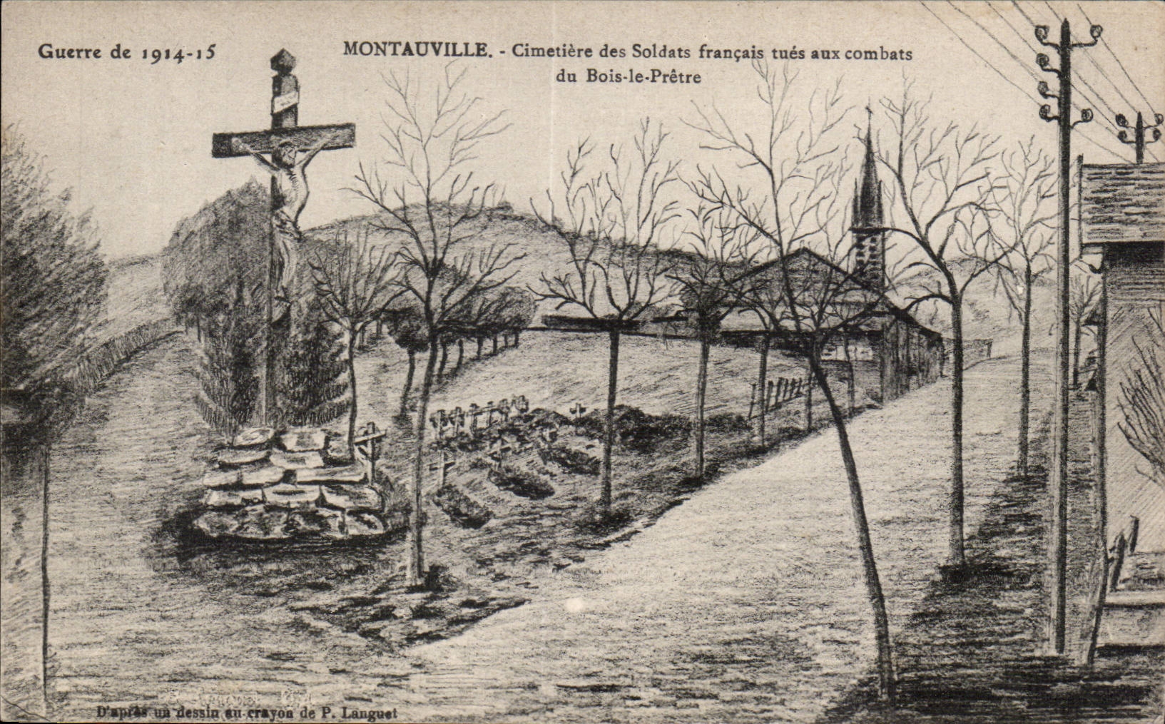 CPA Militaria Montauville Cimetiere of the French soldiers kill with the combat of Wood the Priest