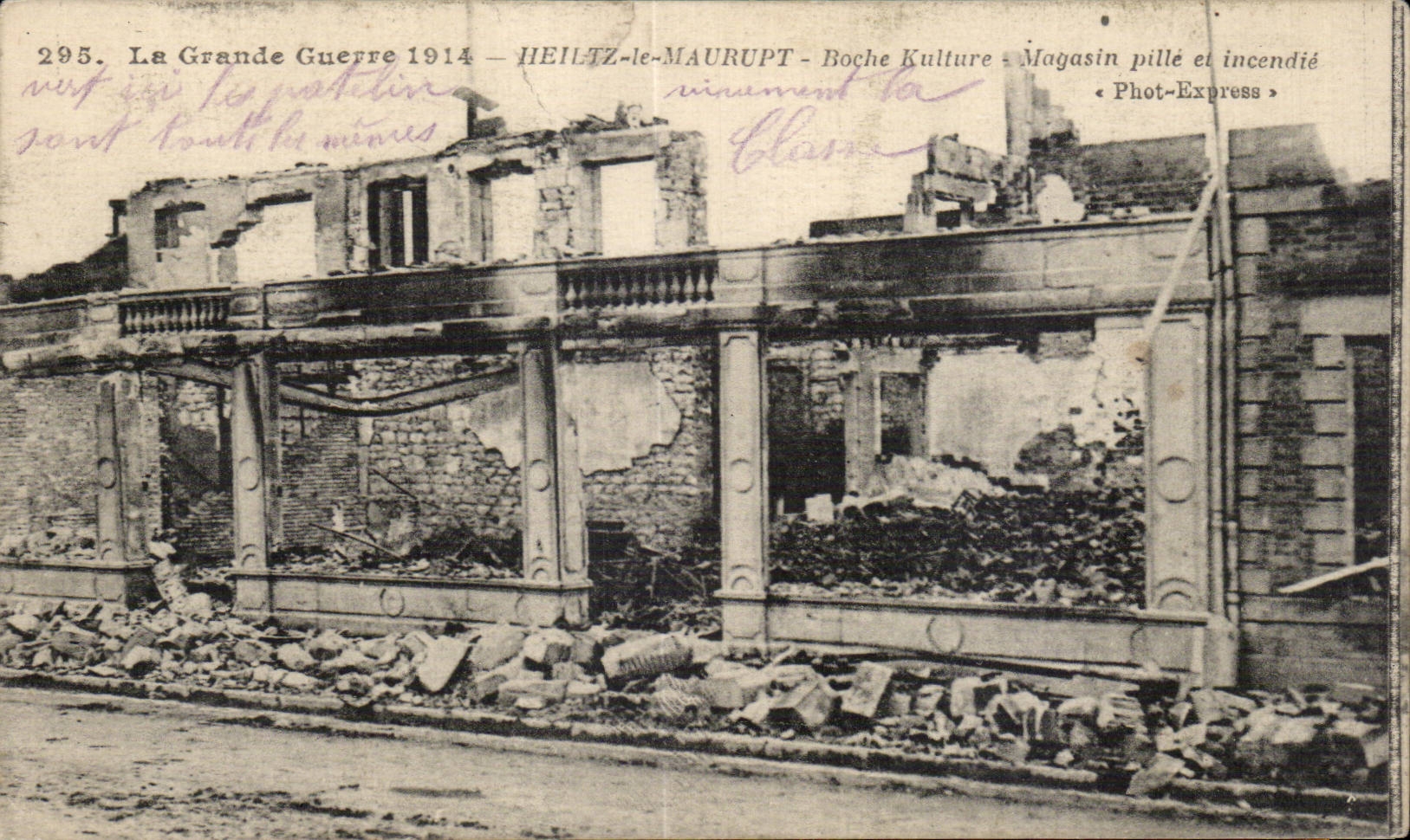 CPA Militaria the Great War 1914 Heiltz Maurupt Magasin plunders and sets fire to