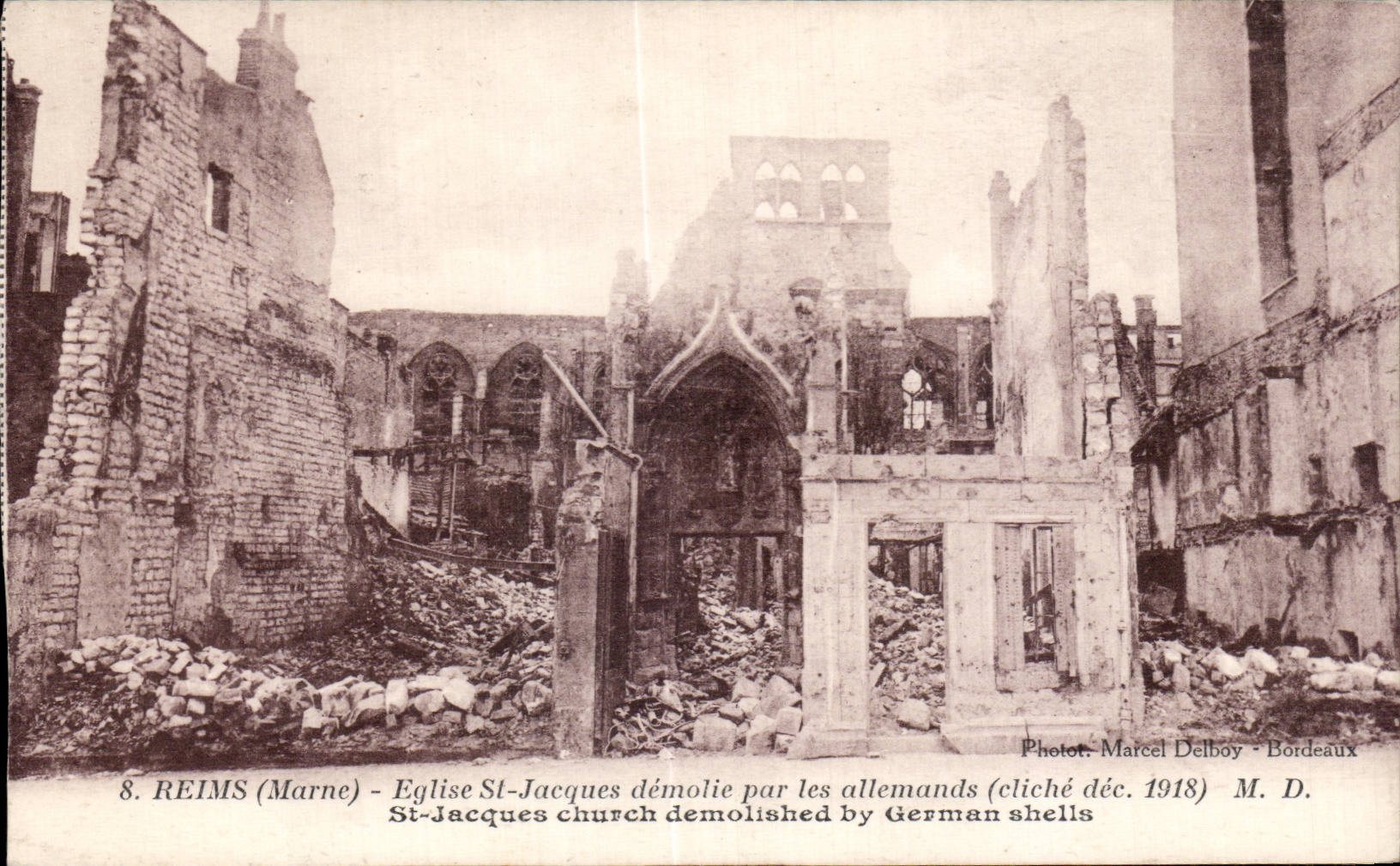 CPA Militaria Reims Church St Jacques demolished by German