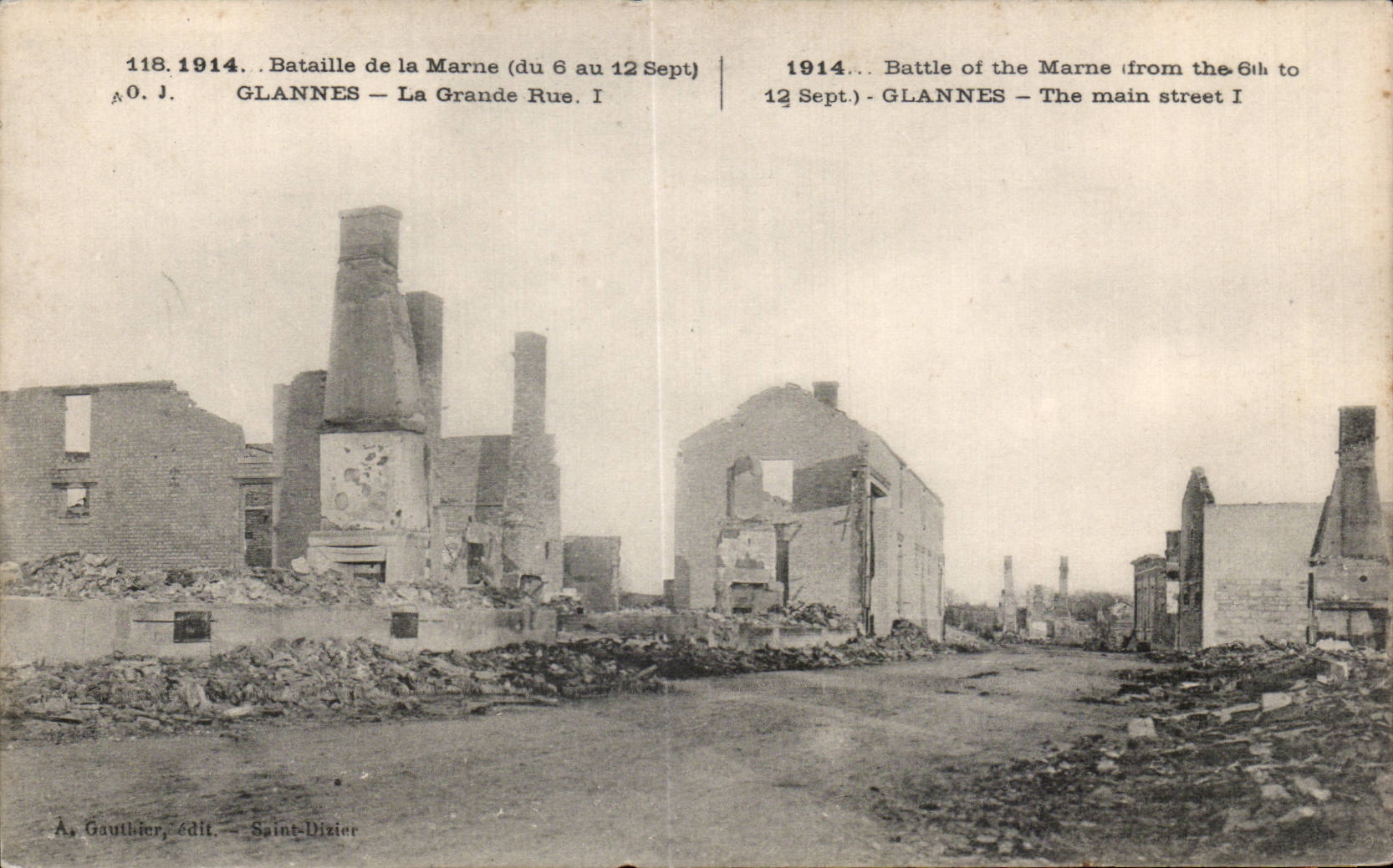 CPA Militaria Glannes main street Battles of the marl