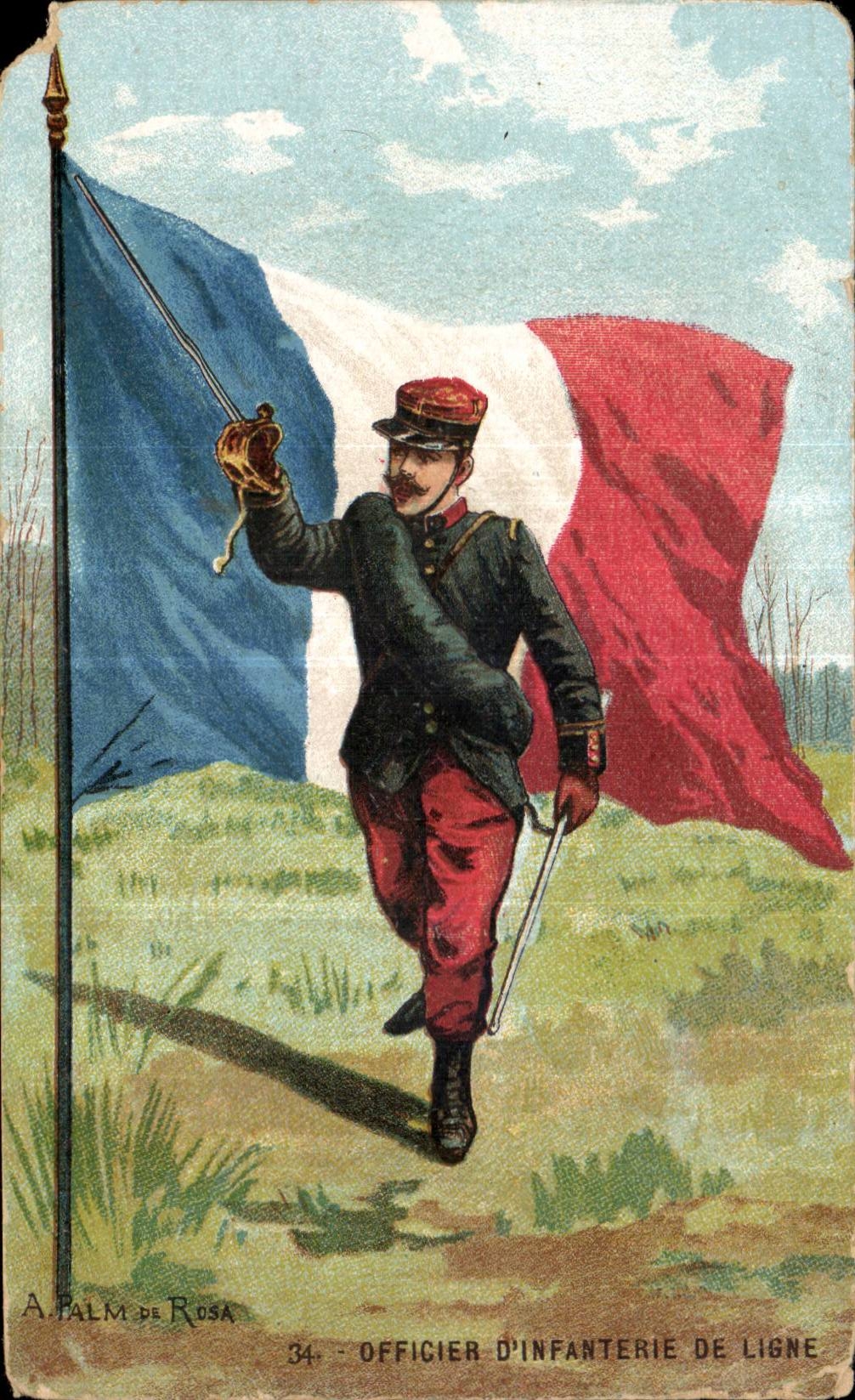 CPA Militaria Officier d infanterie de ligne Soldat