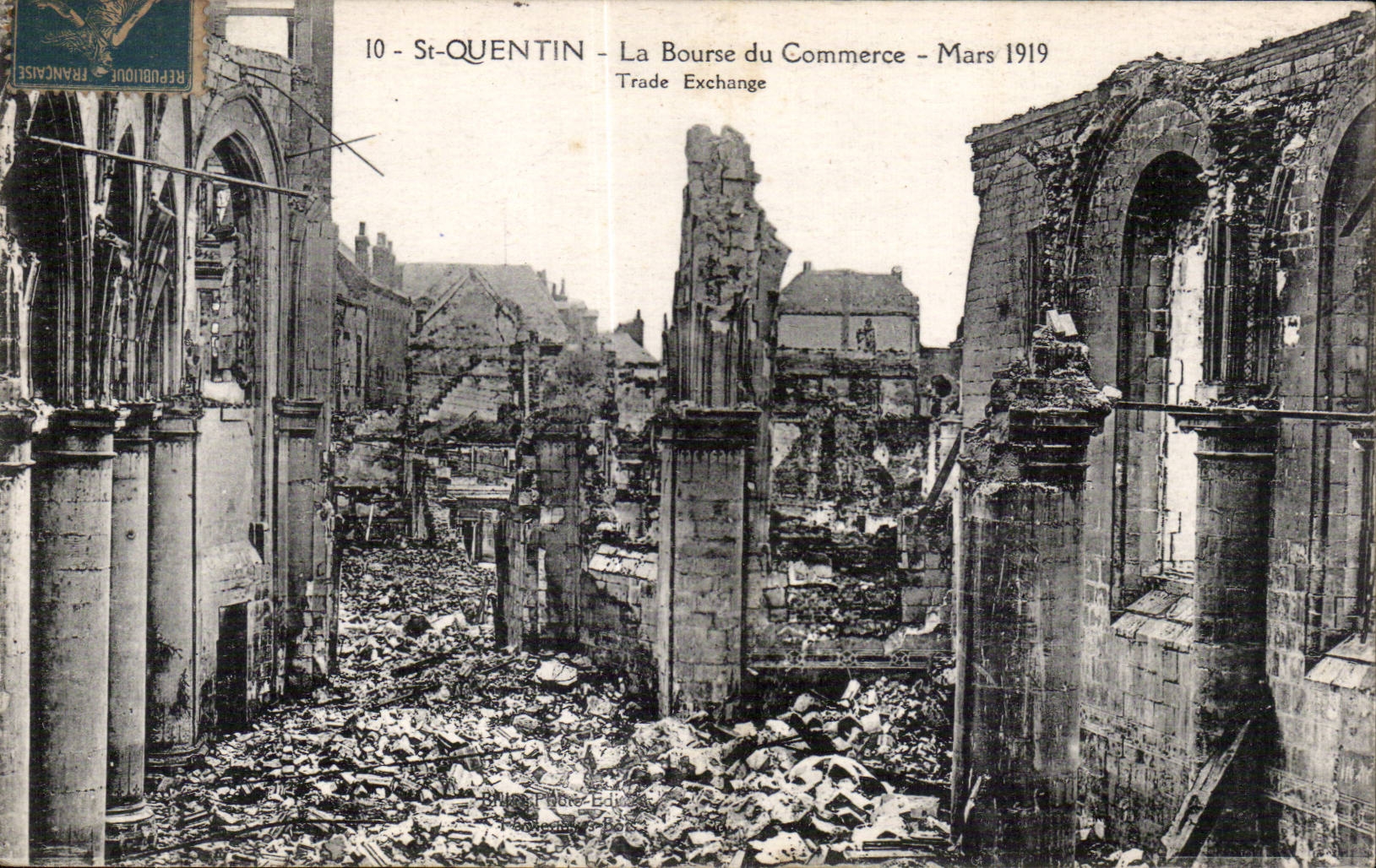 CPA Militaria St Quentin Trading house the March 1919