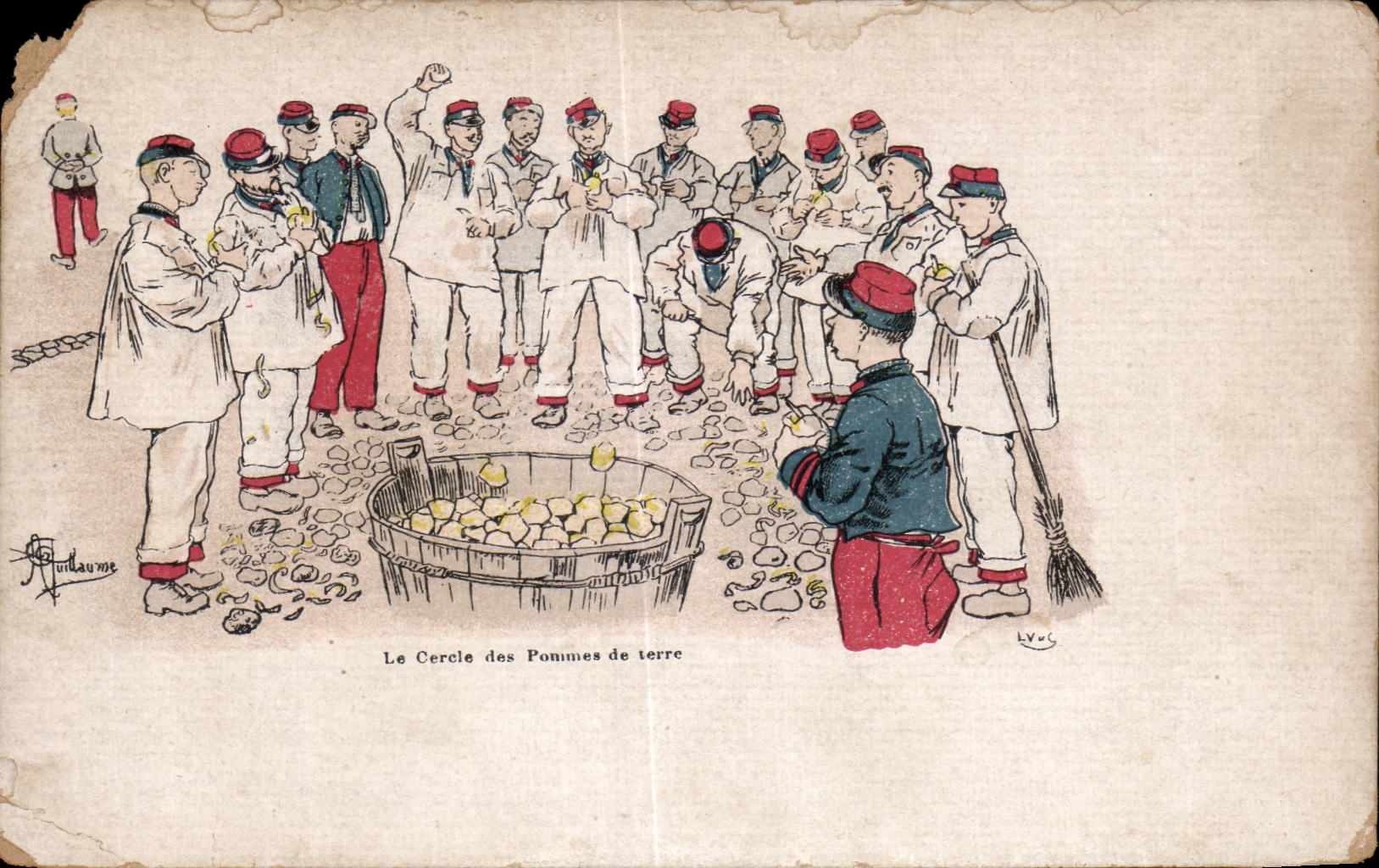CPA Militaria the circle of potatoes