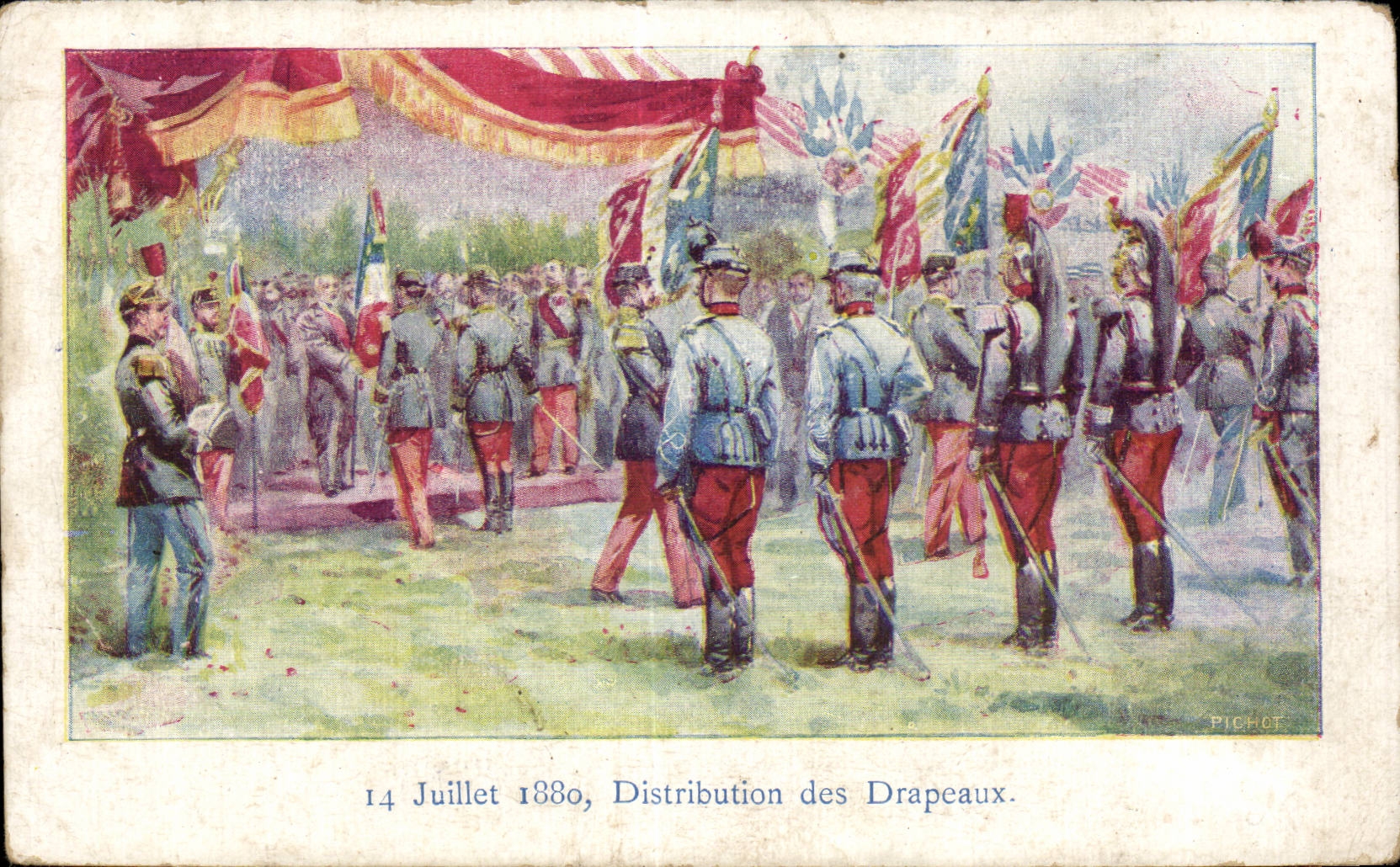 CPA Militaria July 14th 1880 Distribution of the flags Dragons