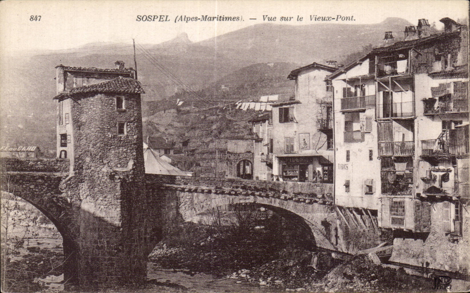 Sospel - Vue sur le Vieux Pont - CPA 