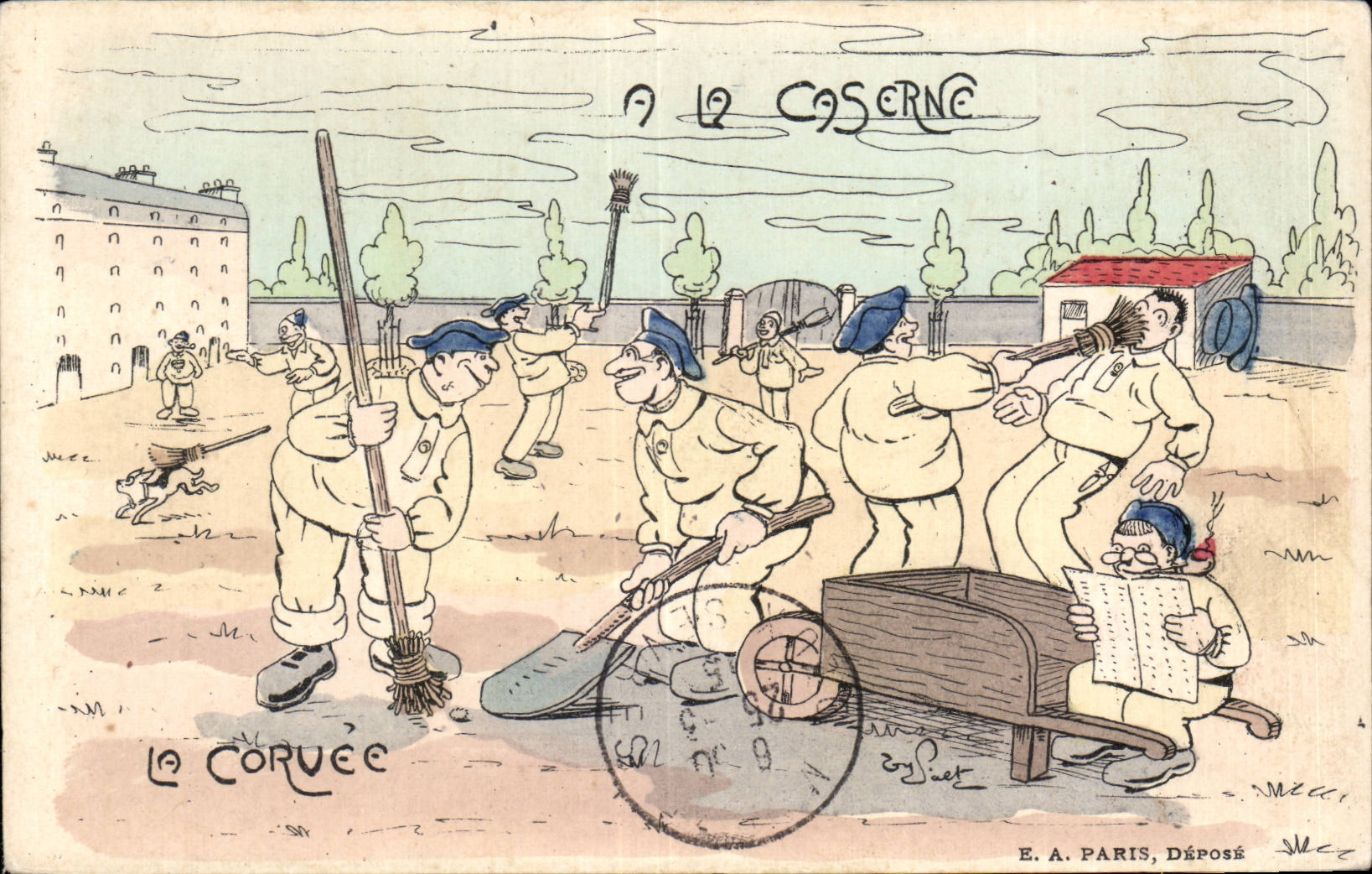 CPA Militaria Humor With the barracks the drudgery