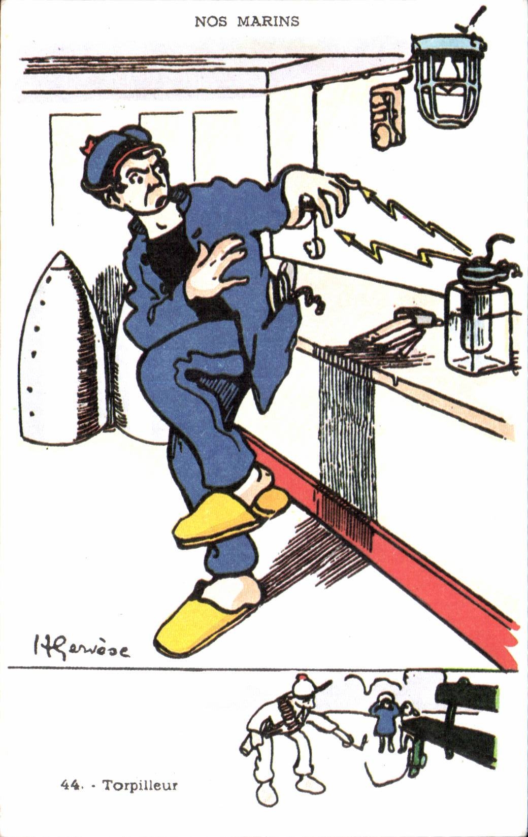 CPSM Militaria Humor Gervese Destroyer Our sailors