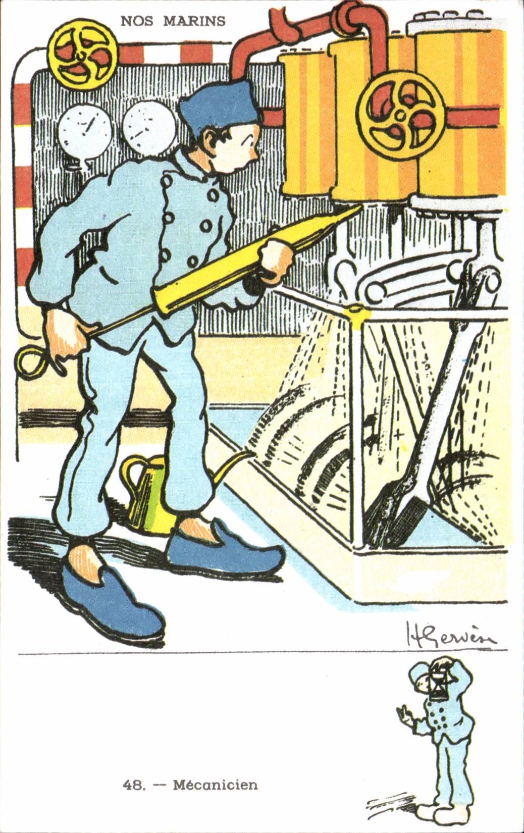 CPSM Militaria Humor Gervese Mechanic Our sailors