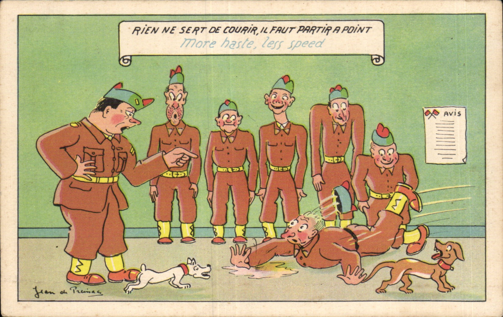 CPSM Militaria Humor Nothing is used for to run it is necessary to leave does not have