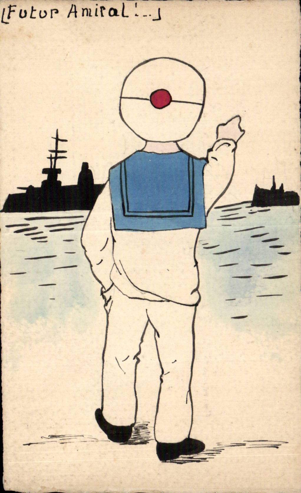 Almirante del futuro del humor de CPA Militaria