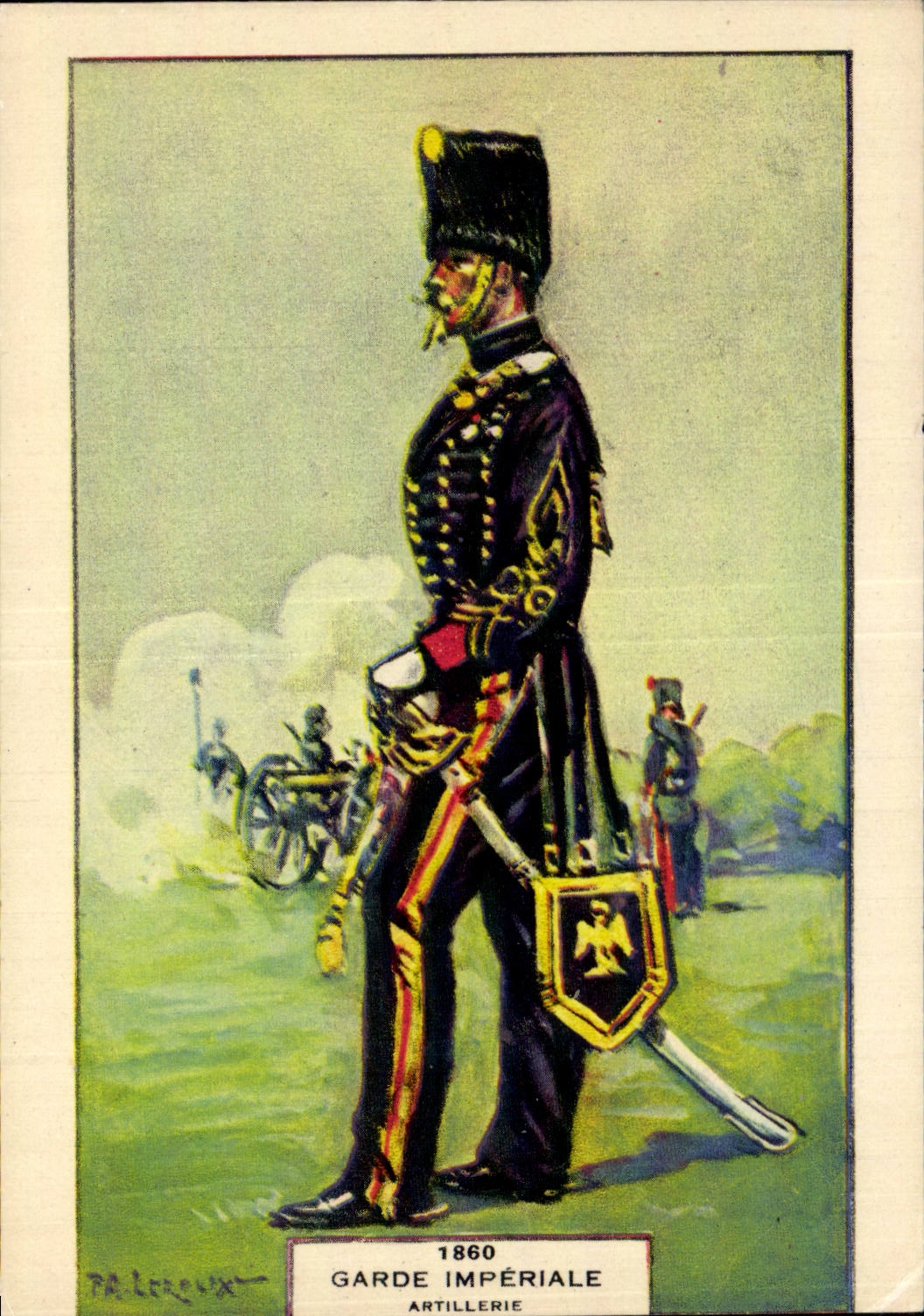 CPA Militaria Uniforme guarda la artilleria imperial 1860
