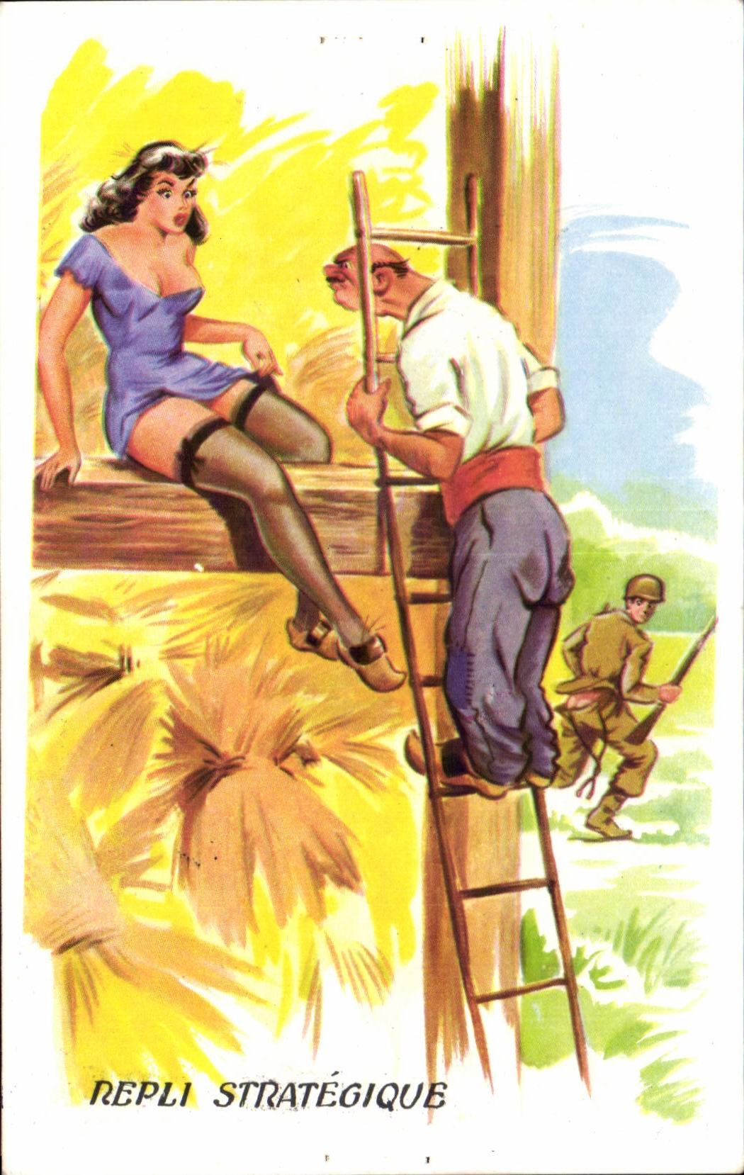 CPSM Fantasy Militaria strategic Humor fold