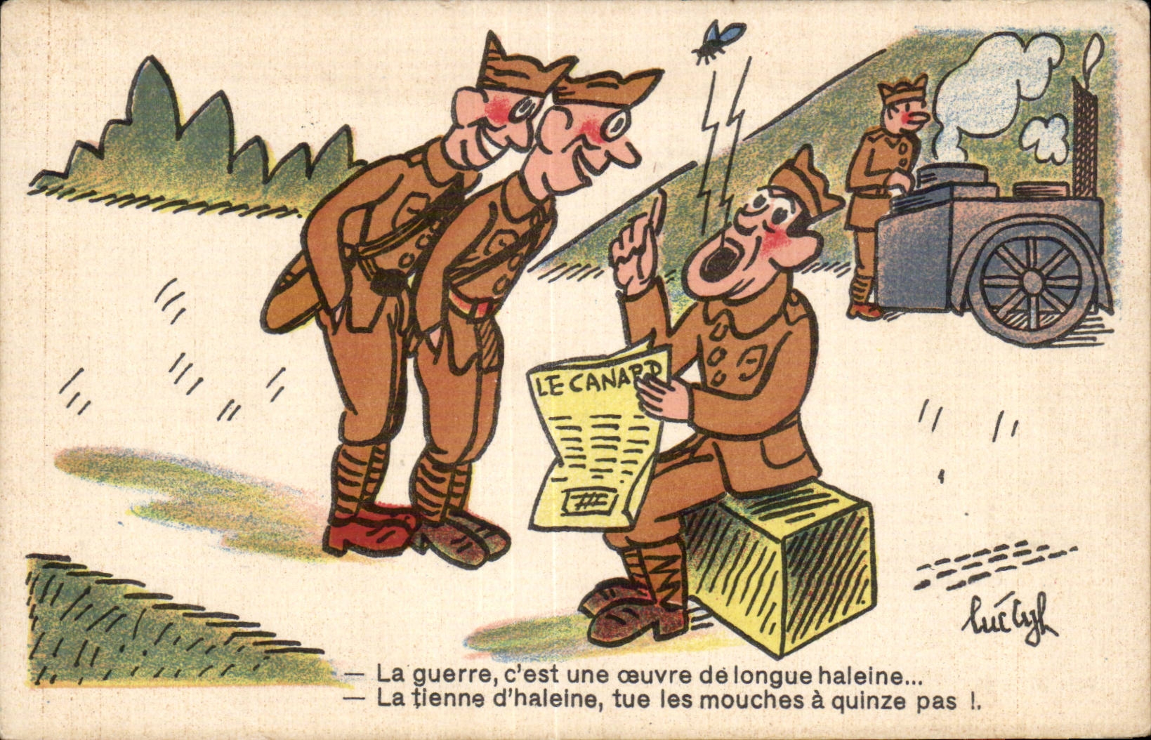 CPA Fantaisie Militaria Humor the war C is a long-term work the duck