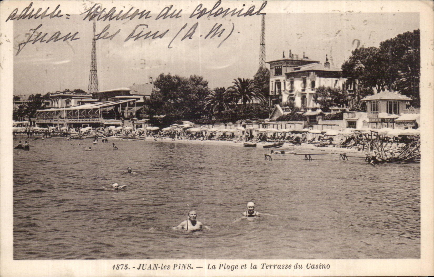 Juan les Pins - La Plage et la Terrasse du Casino - CPA