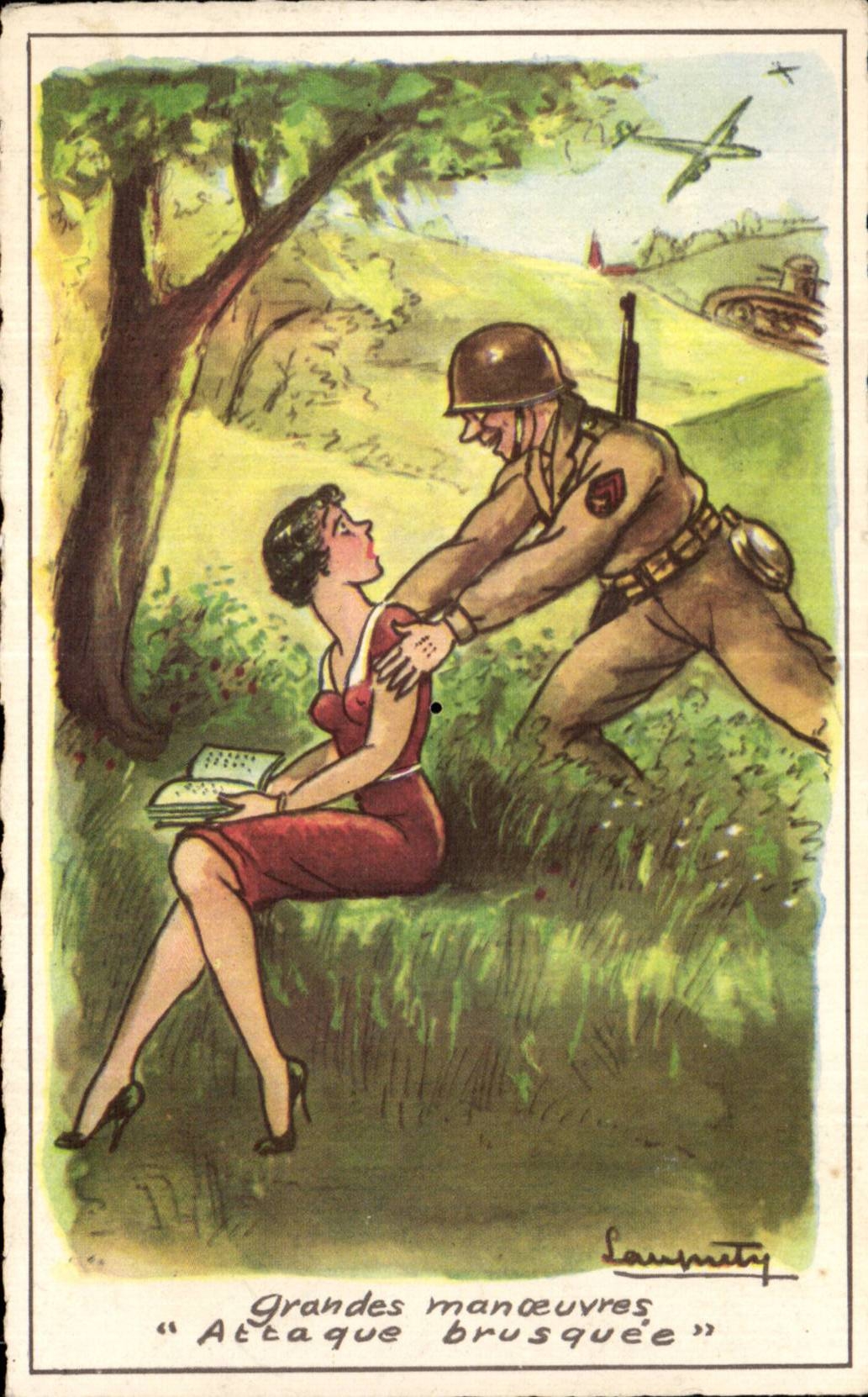 CPA Fantasy Militaria Humor army maneuvers