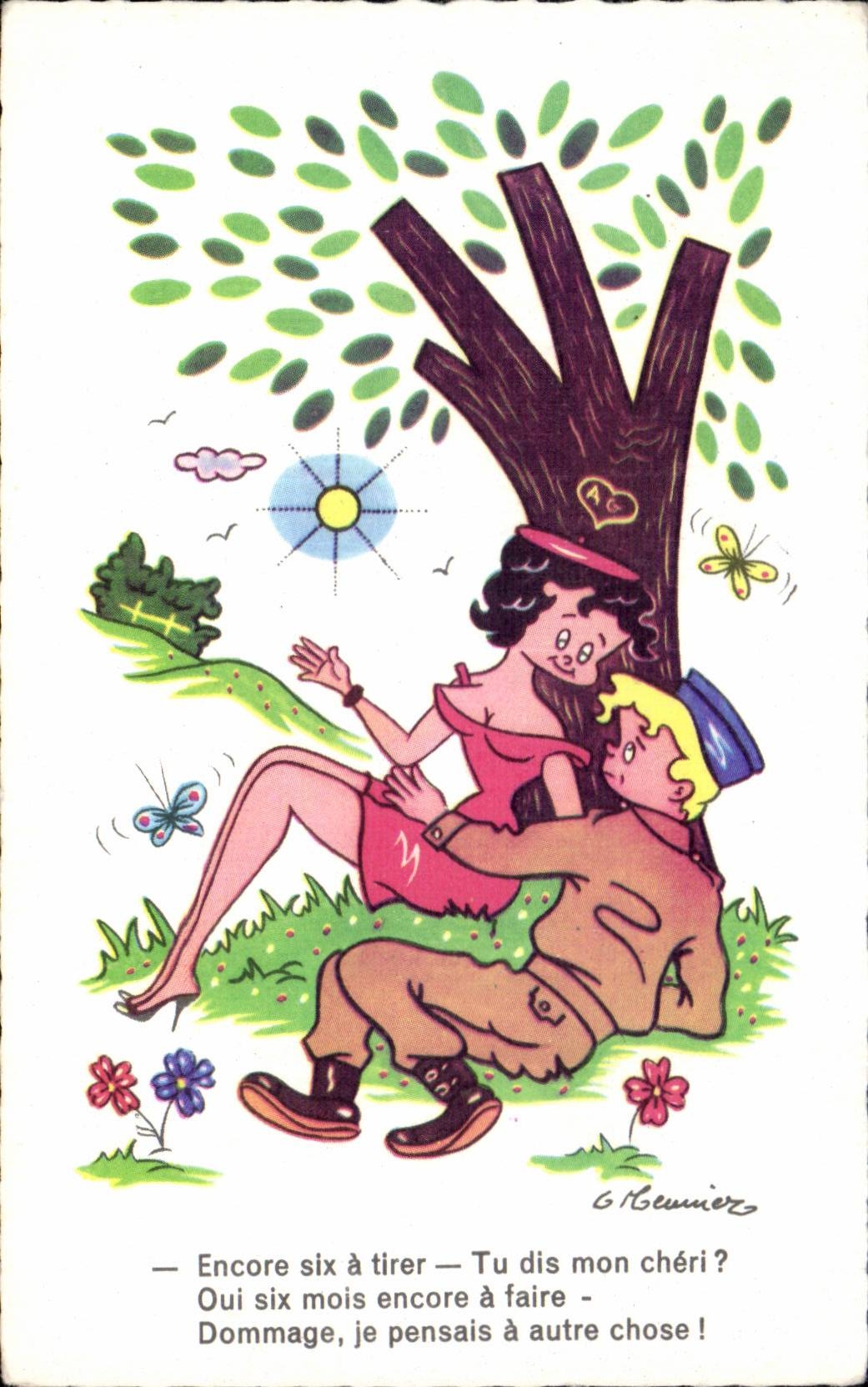 CPA Fantaisie Militaria Humor Still six has to draw