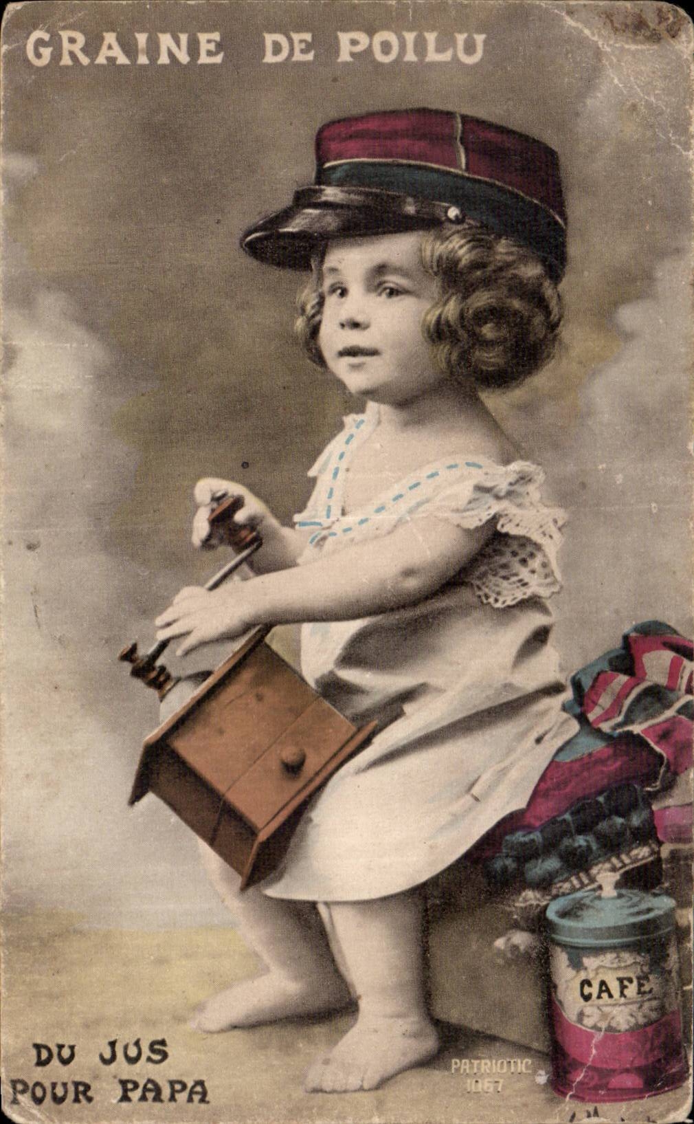 CPA Fantaisie Militaria Enfant Granulates hairy CAfe