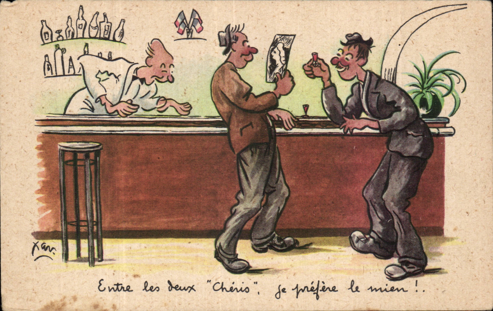 CPA Fantaisie Militaria Humor Between the two darlings I prefer ke mien