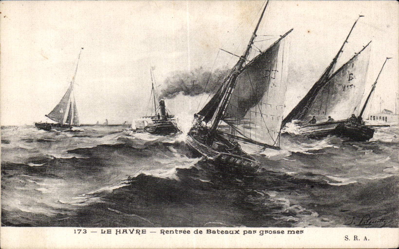 Le Havre - Re-entry of Boats by Heavy sea - CPA