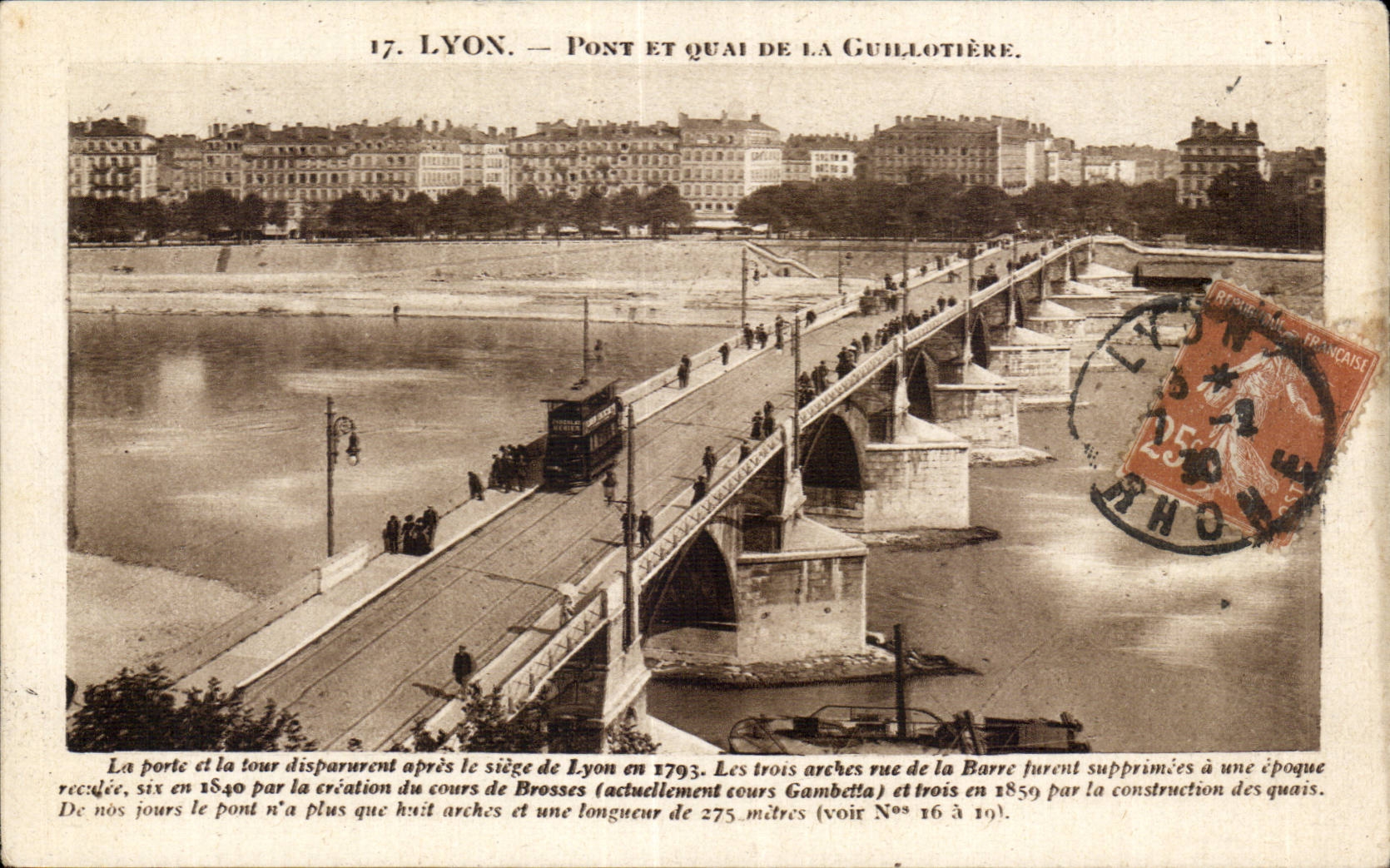 Lyon - Pont et Quai de la Guillotiere - CPA