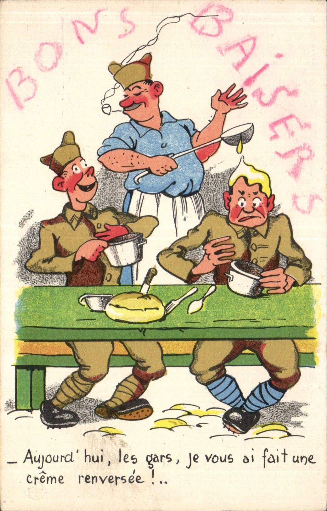 CPA Fantasy Militaria Humor Goods kisses Cuisto Cook