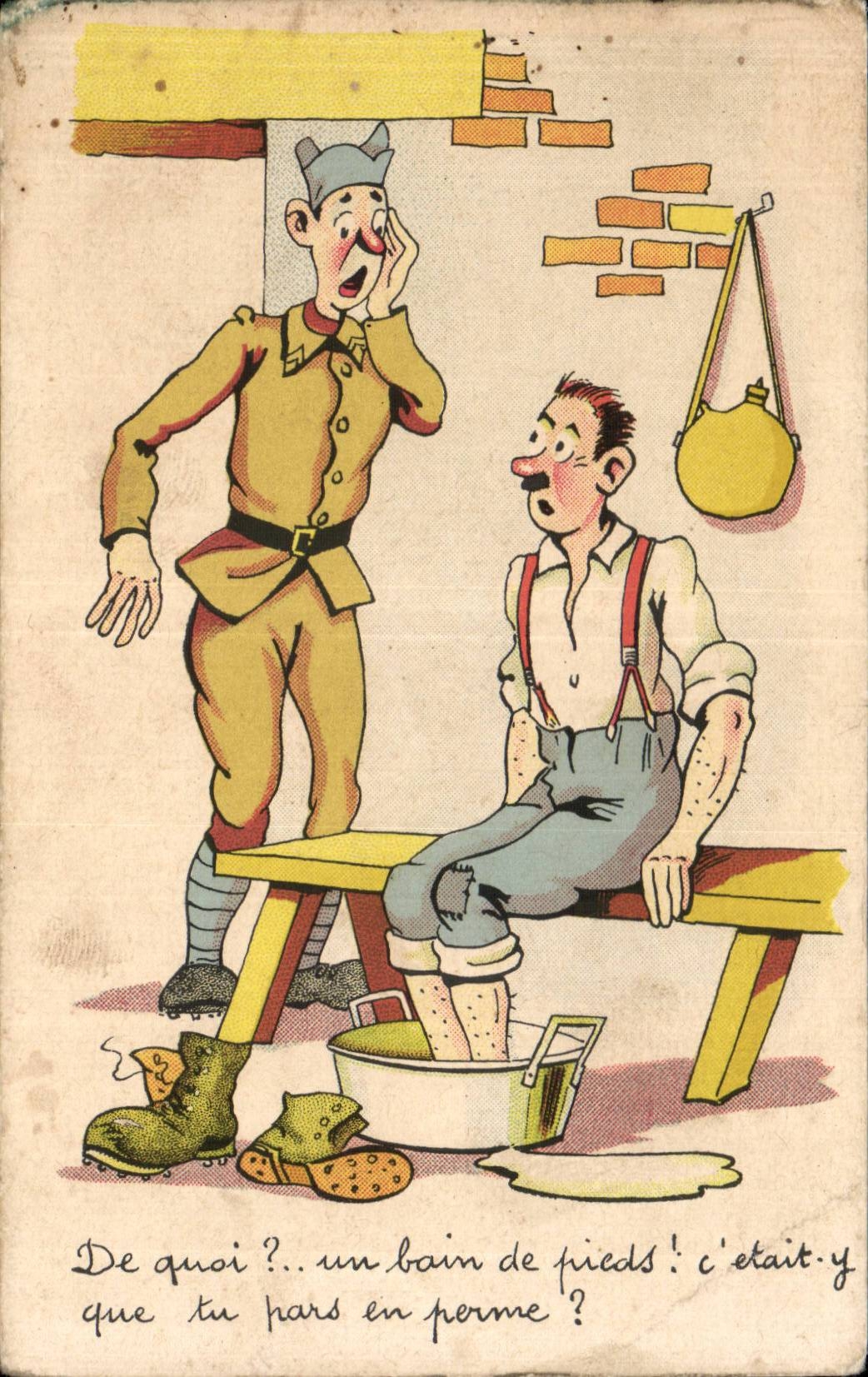 CPA Fantasy Militaria Humor Soldiers