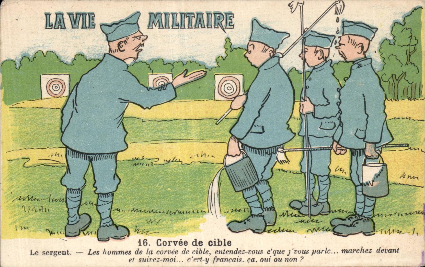 CPA Fantasy Militaria Humor military life Drudgery of target
