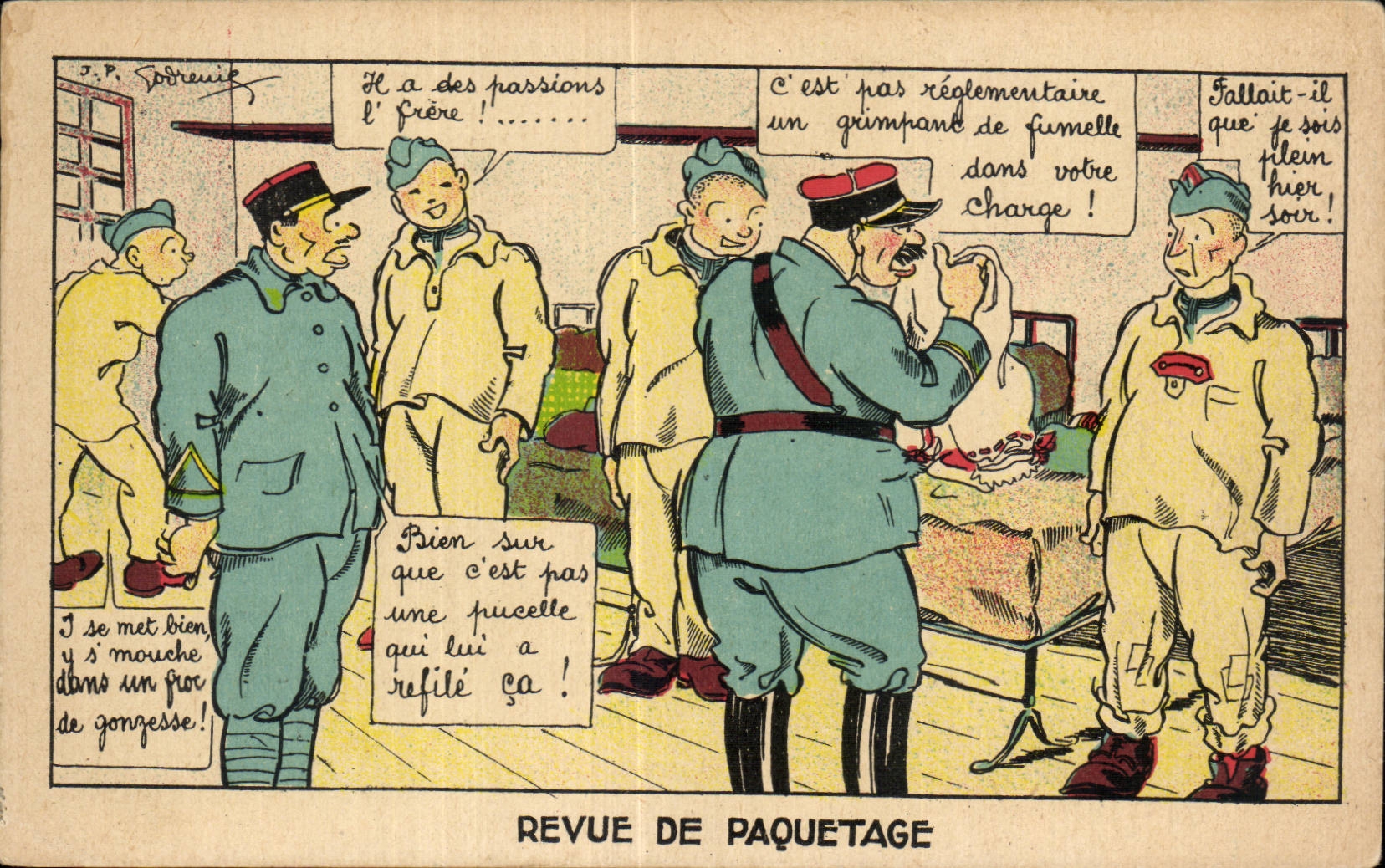 CPA Fantasy Militaria Humor Re-examined of parcelling