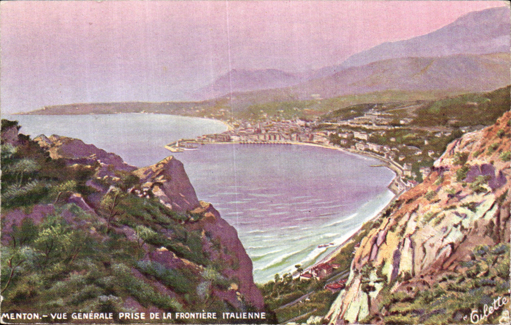 Menton - Vue Generale prise de la frontiere italienne - CPA 