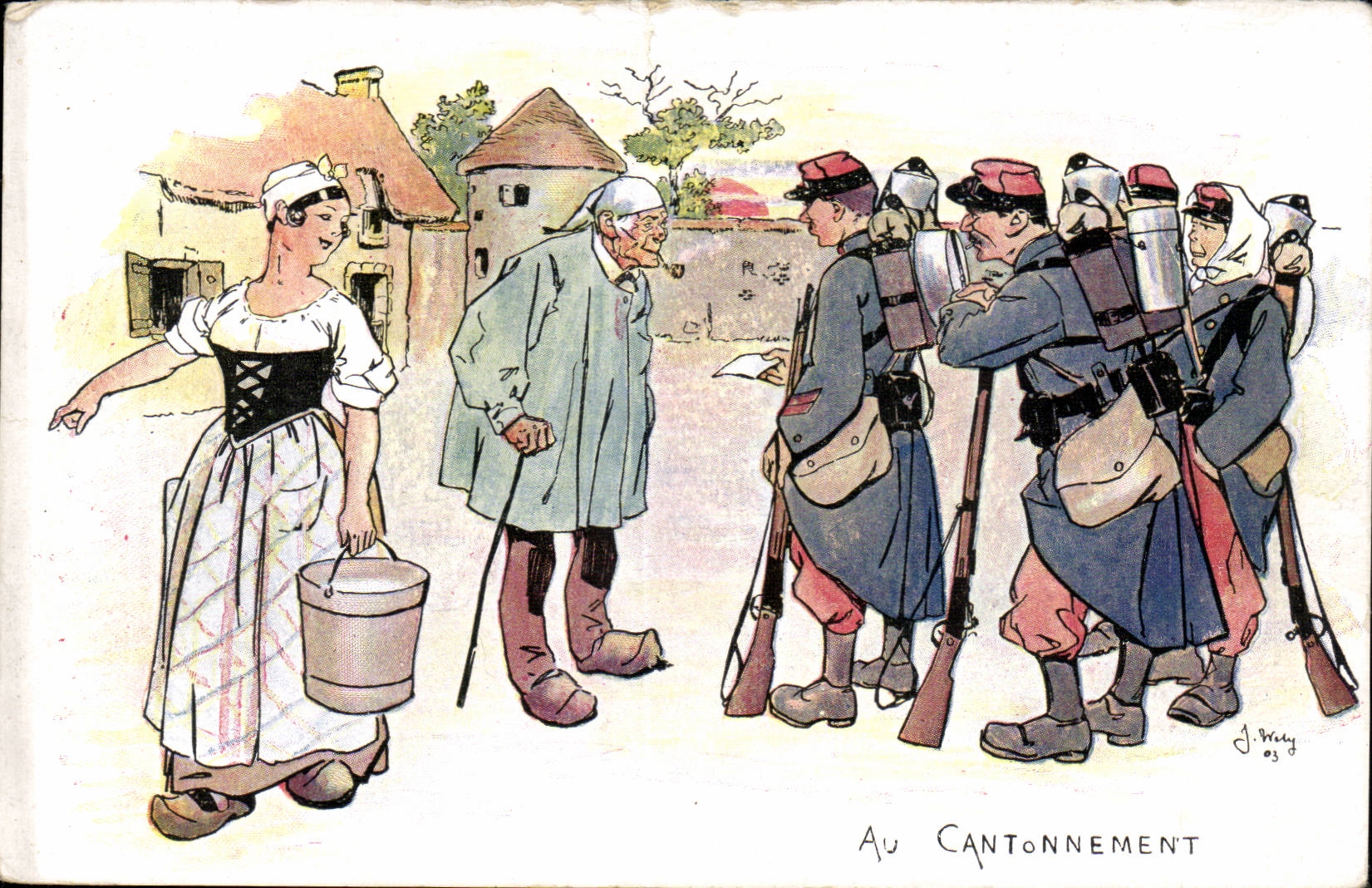 Militaria - Humorous - Humor - Illustration - With Quartering - CPA