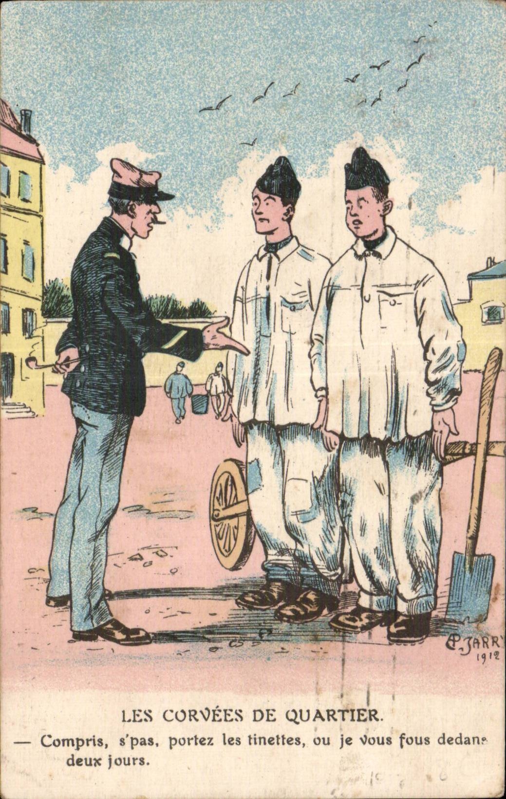 Militaria - Humor - Humorous - Illustration - Drudgeries of District - CPA