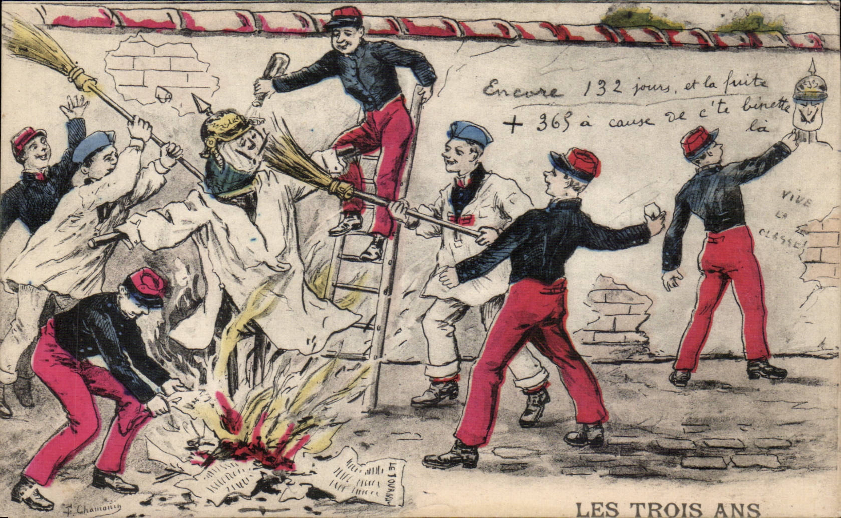 Militaria - Humor - Humorous - Illustration three years - CPA